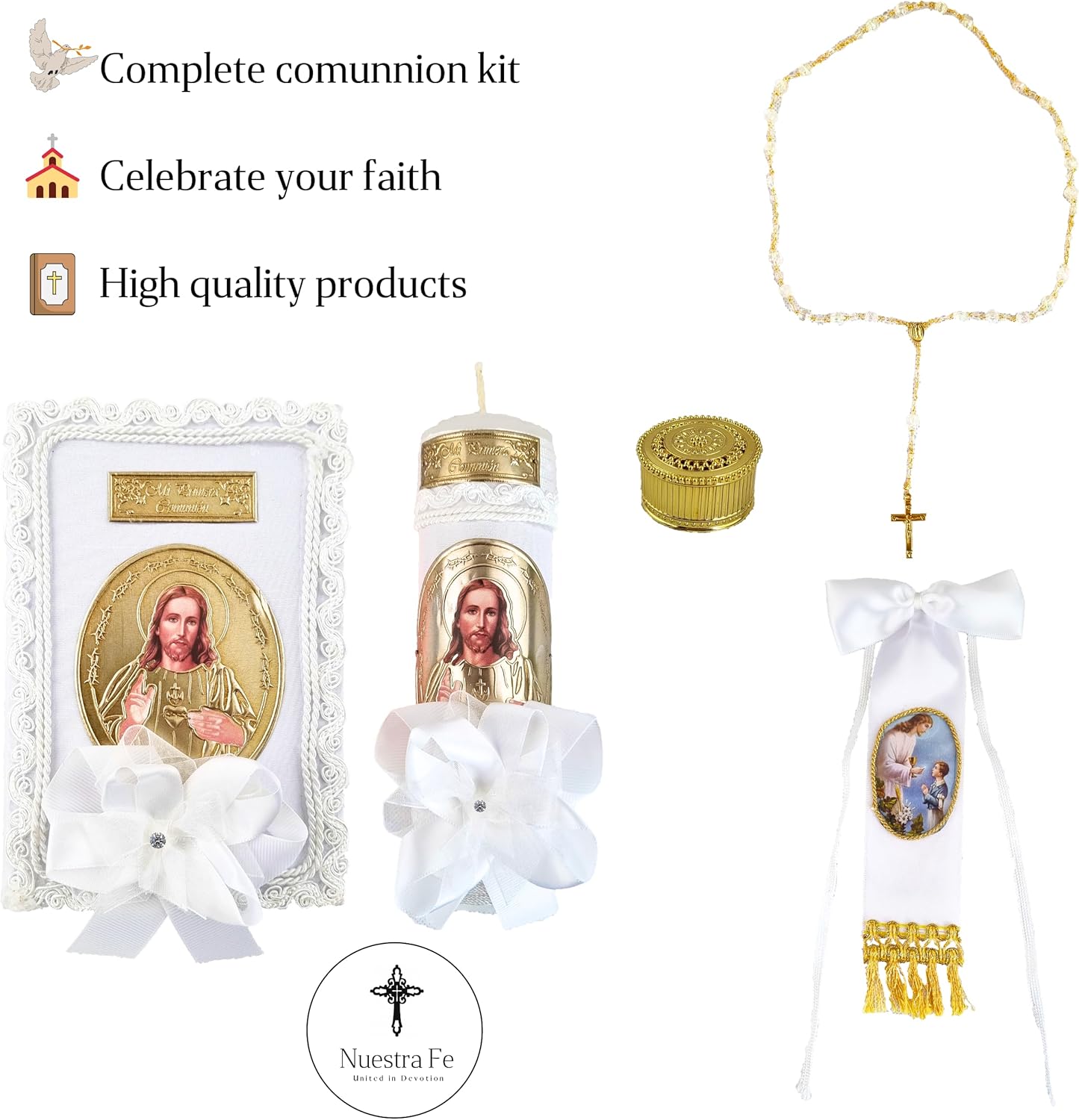 Vela de Primera Comunión y Biblia – Biblia y Vela de Primera comunión para niño – Vela para Primera comunion para niño – Juego de velas de primera