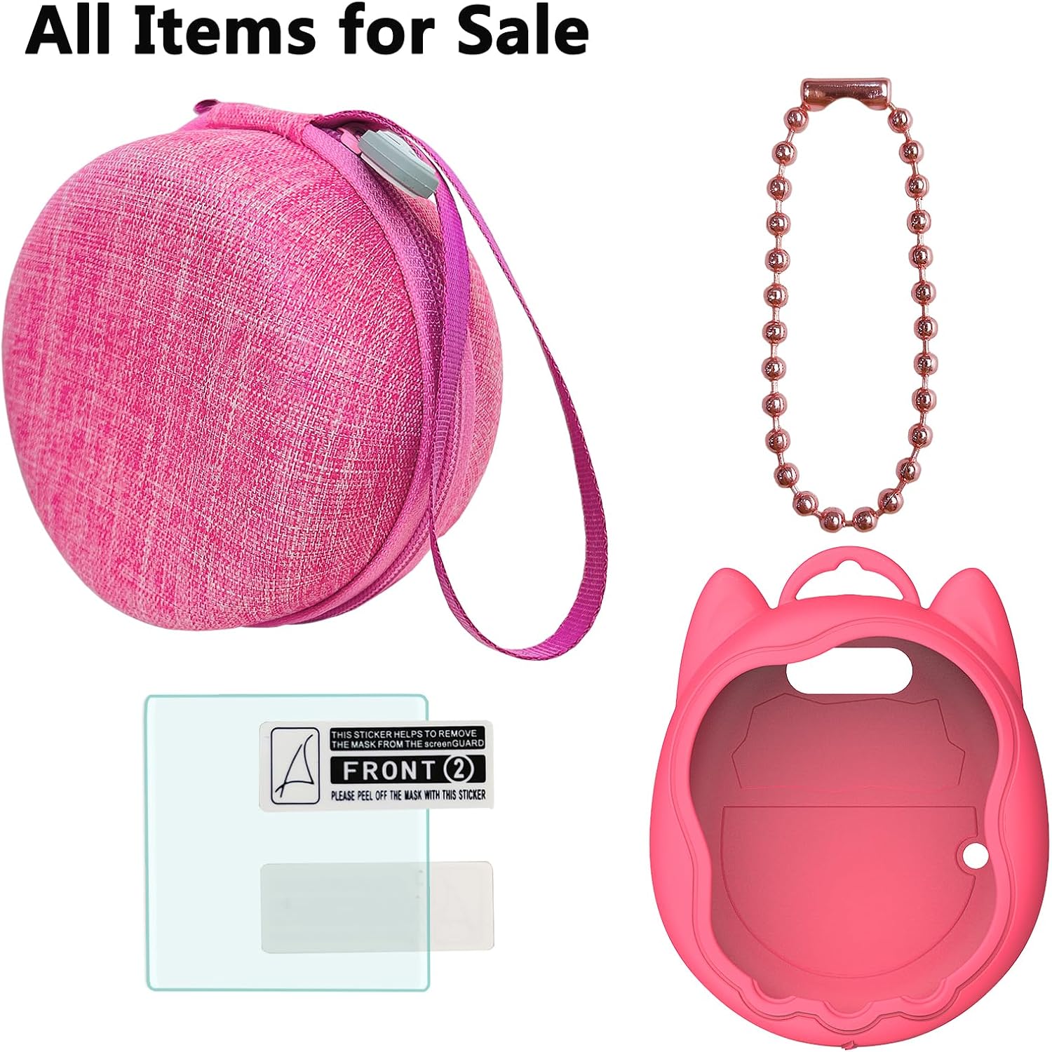 Funda de silicona y funda de transporte para Tamagotchi Uni, protector de pantalla para Tamagotchi Uni Interactive Virtual Pet Accessories (rosa)