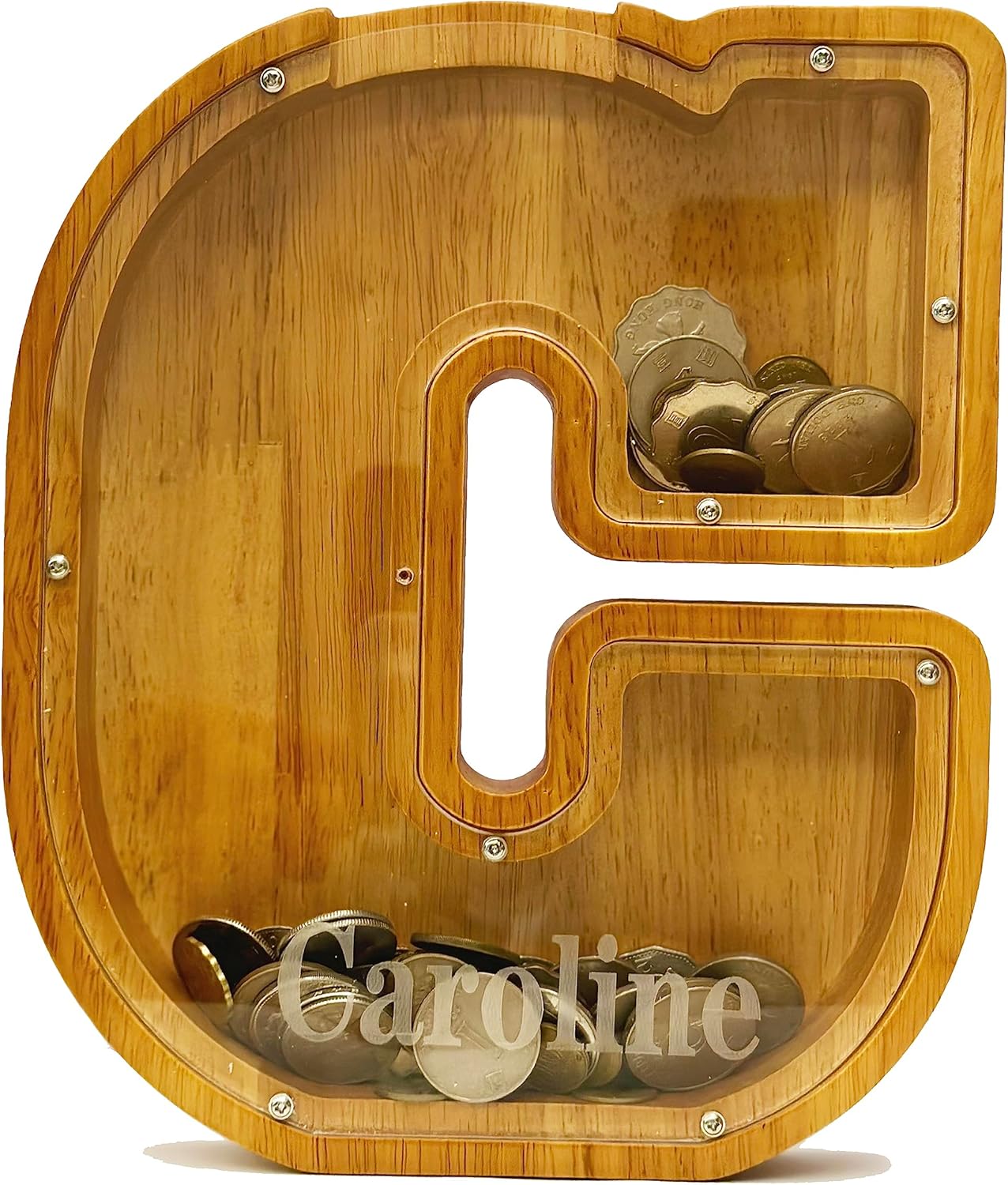 Alcancía personalizada del alfabeto de madera, alcancía para niños y niñas, alcancía para monedas, se puede utilizar como regalo de Navidad y