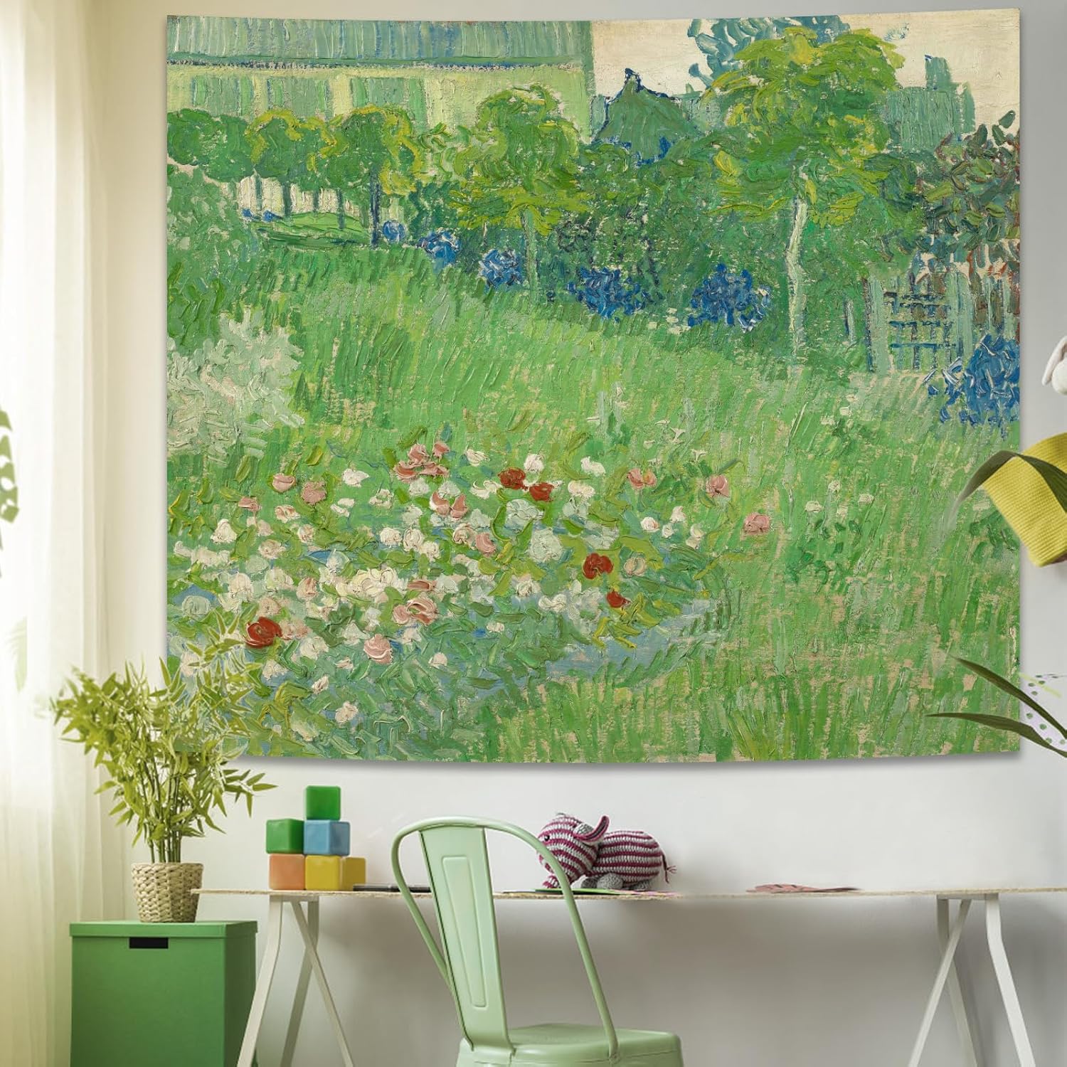 Avinyl Van Gogh – Tapiz grande de primavera para jardín, para dormitorio, pintura al óleo abstracta estética, vintage, para colgar en la pared de la