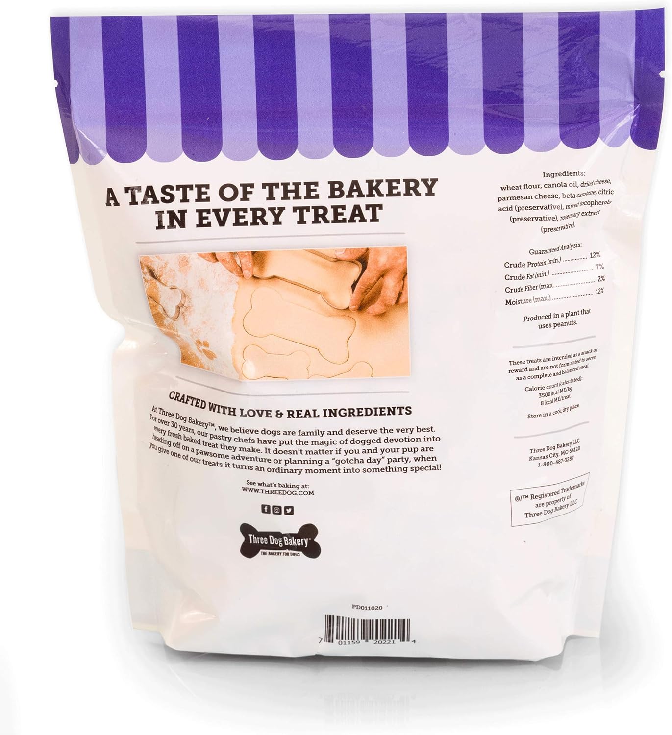 Three Dog Bakery Crunchy Itty Bitty Bones – Golosinas horneadas para perros, queso, 32 onzas