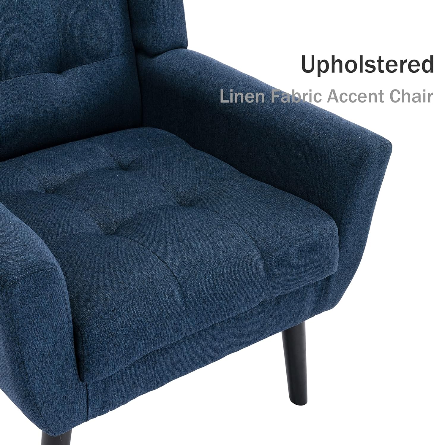 Dolonm Midcentury – Silla decorativa moderna con brazos, silla auxiliar de lectura de tela tapizada con respaldo copetudo, silla decorativa con