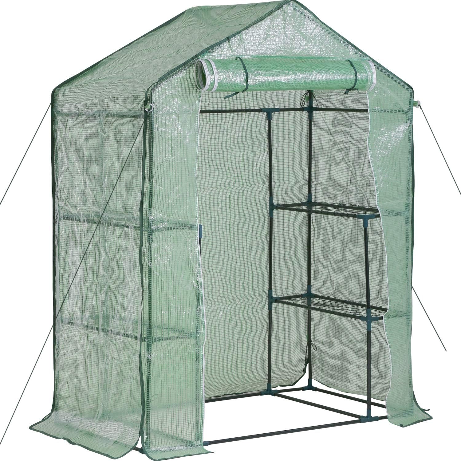 Invernadero para exteriores, kit de invernadero de plástico, mini invernadero para interiores, pequeño invernadero portátil, 4.9 pies de largo x 2.4