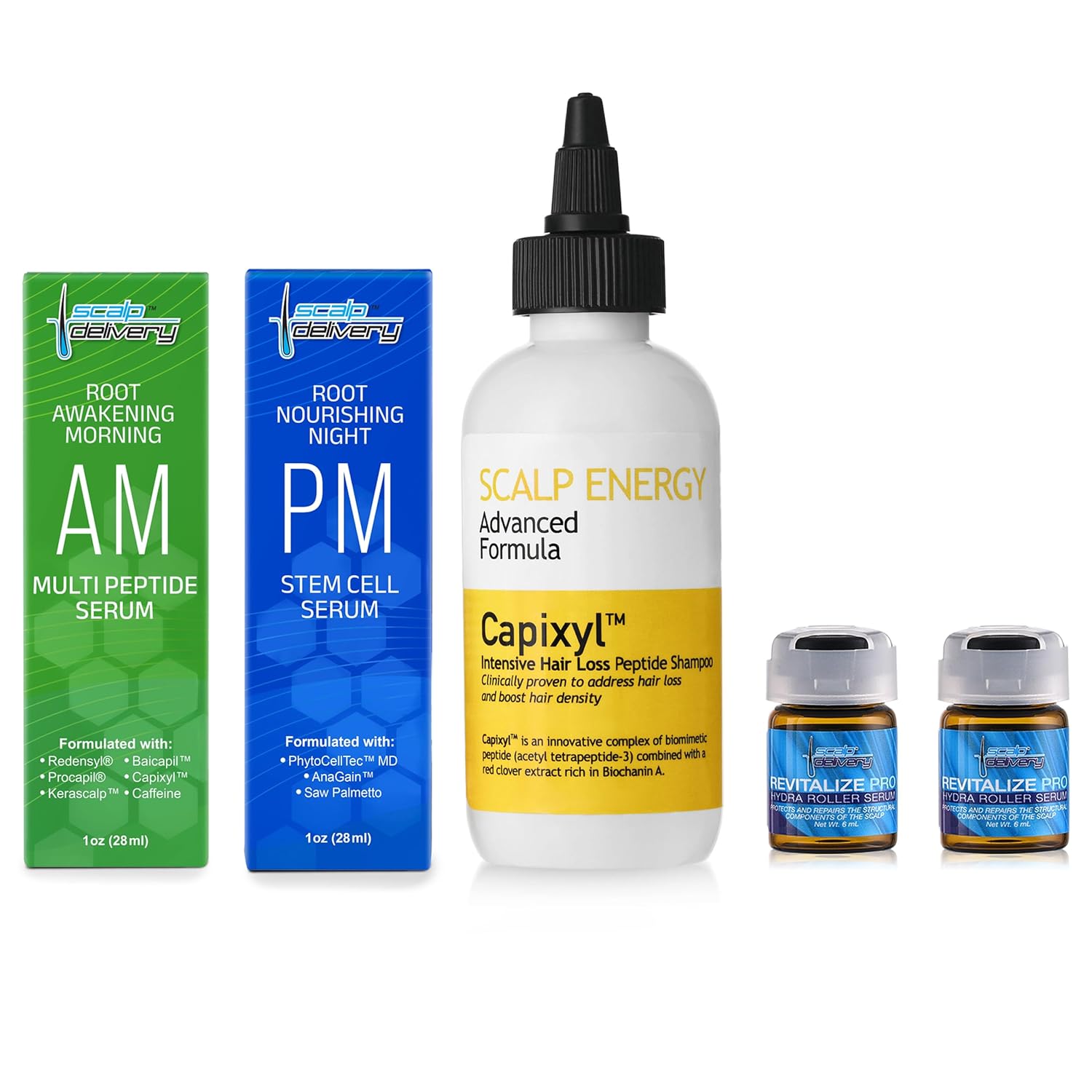 Suscripción al tratamiento del crecimiento del cabello con péptido AM PM y sueros de células madre, champú equilibrado con pH