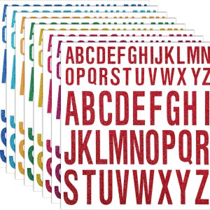 8 hojas de letras autoadhesivas con brillantina para pegar en letras mayúsculas, letras del alfabeto, letras adhesivas para decoración de puertas de 8 hojas de letras autoadhesivas con brillantina para pegar en letras mayúsculas, letras del alfabeto, letras adhesivas para decoración de puertas de