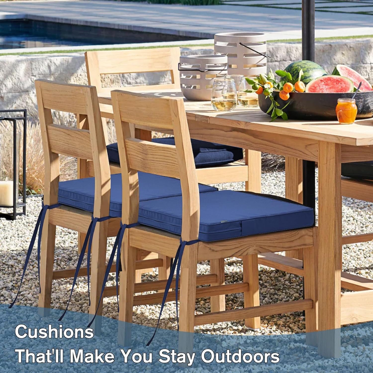 HAVARGO Cojines de asiento para exteriores, cojines de asiento de patio, 18.5 x 16 pulgadas, impermeables, 1500H, resistentes a la decoloración,