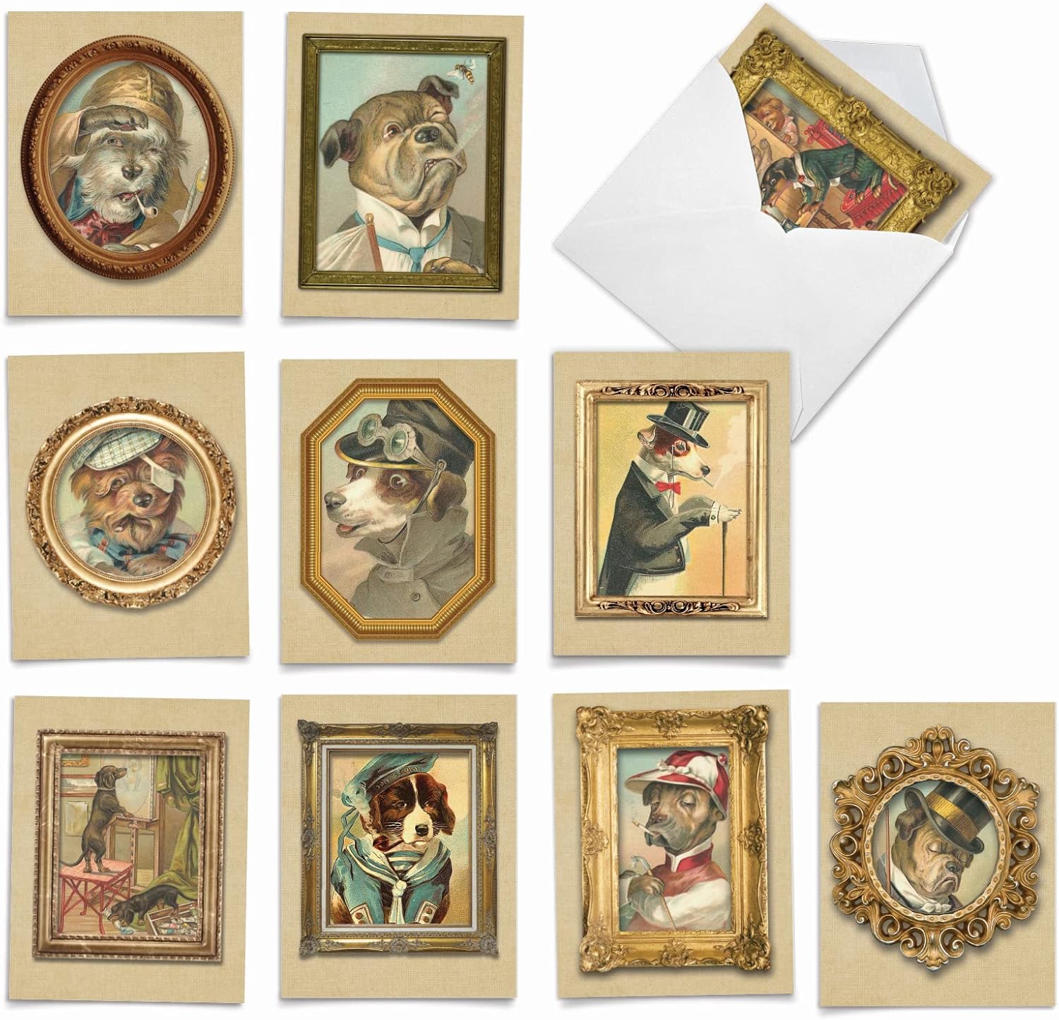 The Best Card Company – 10 tarjetas de notas en caja en blanco (4 x 5.12 pulgadas) – Tarjetas surtidas a granel, imágenes vintage – Retratos de