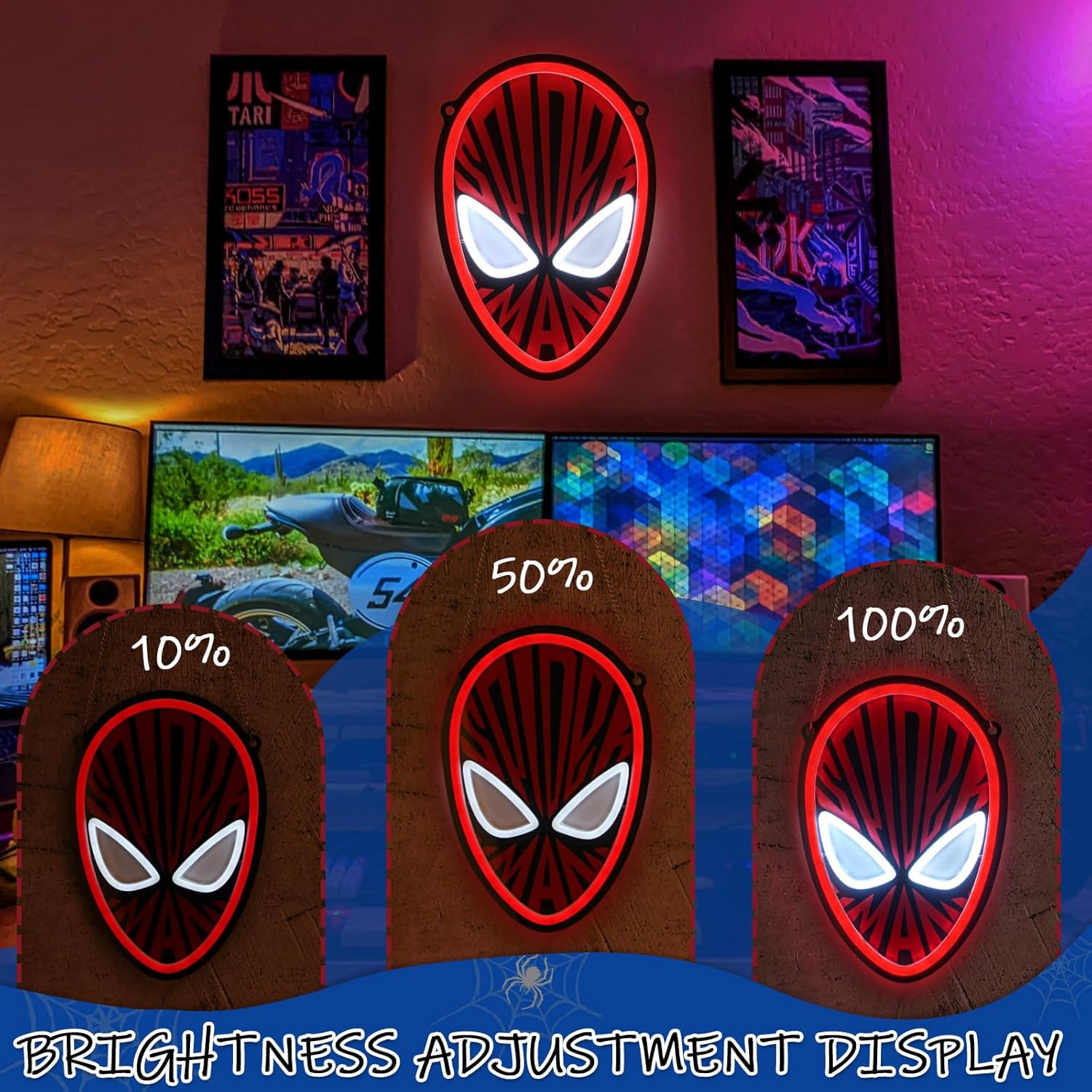 Spiderman – Letrero de neón de anime de araña, letrero de neón con luz LED para fanáticos de superhéroes, regalos de vacaciones, regalo para hombre,