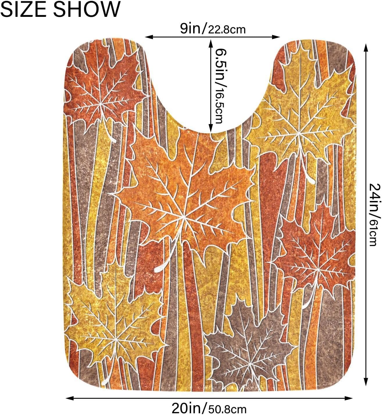 Juego de 2 alfombras de baño de 24 x 16 + 24 x 20 pulgadas, suave en forma de U, tapete decorativo de hoja de arce antideslizante absorbente para