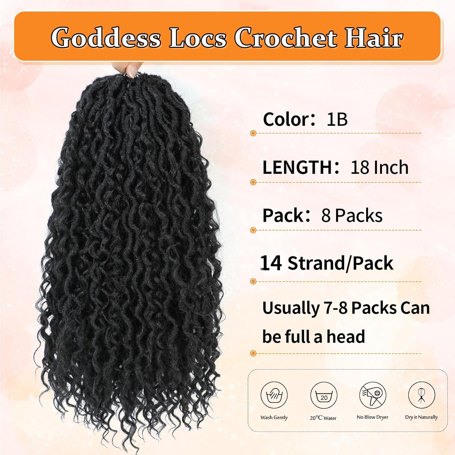Wodun Goddess Locs – Cabello de ganchillo de 18 pulgadas, 8 paquetes de cabello sintético de ganchillo, cabello de ganchillo previamente enrollado