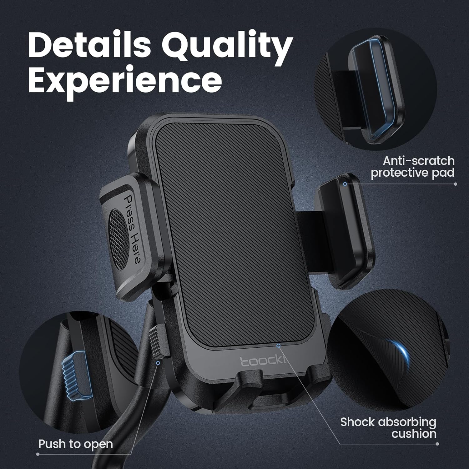 toocki Soporte de teléfono para automóvil, soporte universal de cuello de cisne ajustable de 360 para teléfono celular, expansor para vehículos de