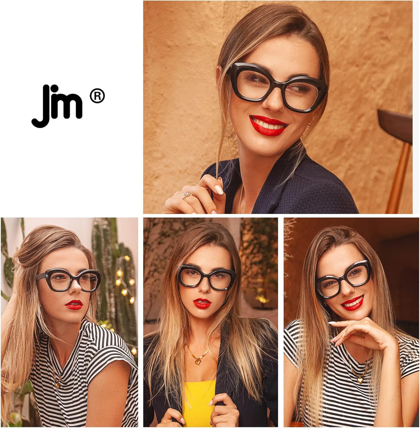 JM Paquete de 3 lentes de lectura Cateye con bloqueo de luz azul, lector de computadora para mujeres y hombres