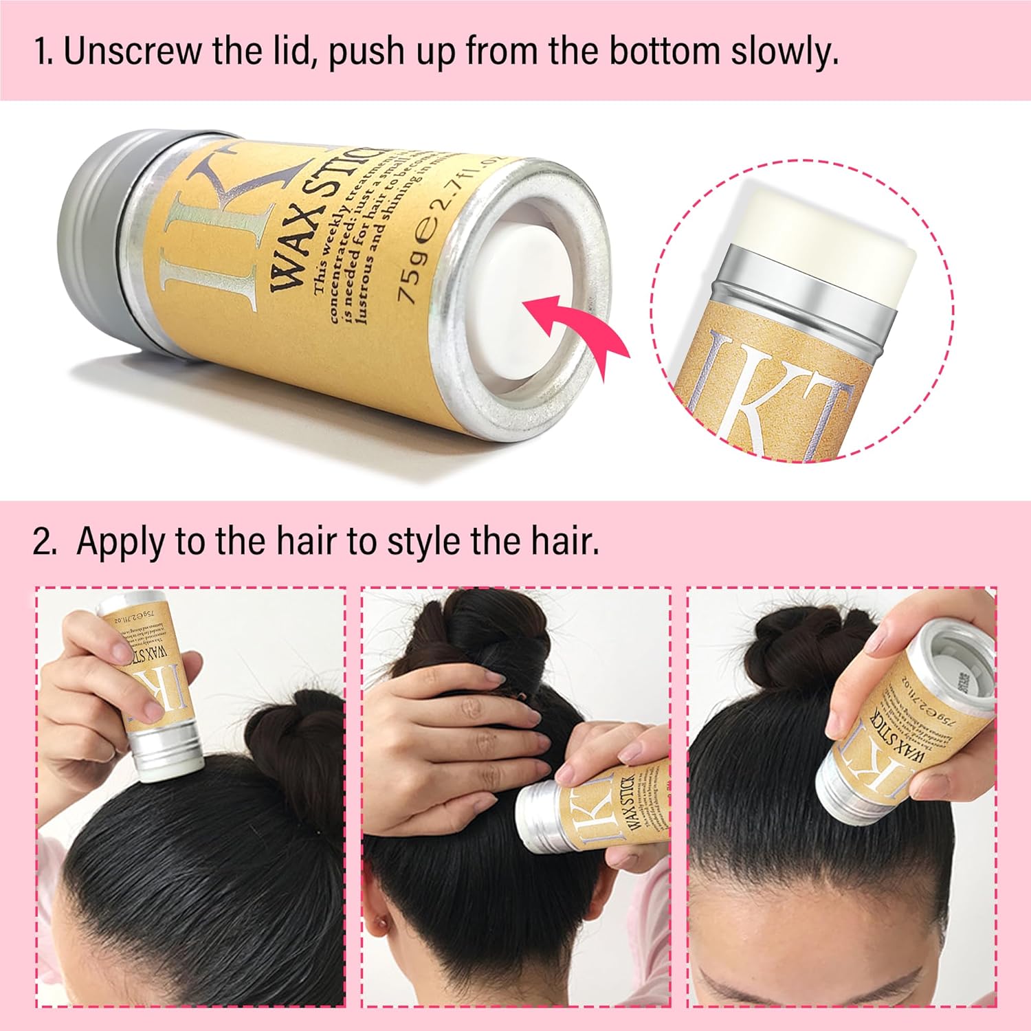 FUNAN Varilla de cera para el cabello con 2 bandas de fusión de encaje, barra deslizante para control de bordes de peluca, sujeción fuerte, no grasa