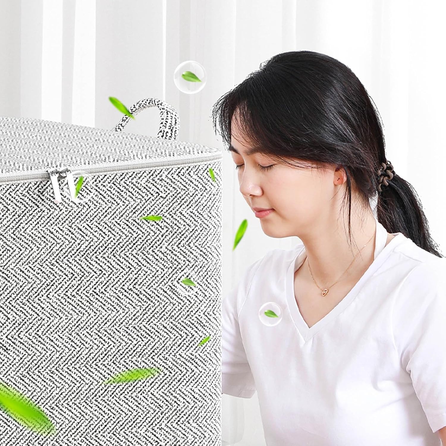 WMQPNNS Bolsa de almacenamiento plegable no tejida para ropa y ropa de cama organiza y ordena con facilidad (Z1-gris, L)