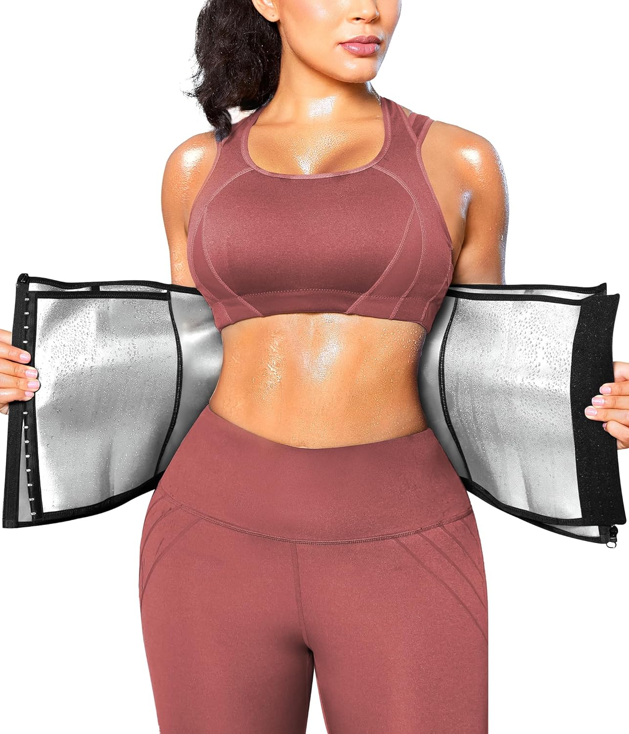 Junlan Entrenadores de cintura para mujer, traje de sauna para grasa del vientre, bandas para el sudor para el estómago