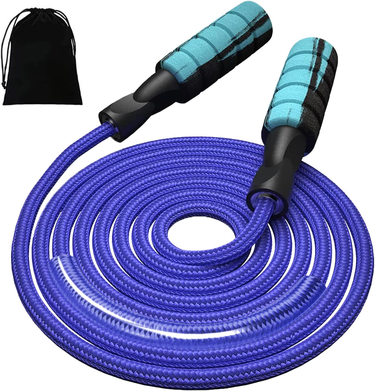 FITMYFAVO Cuerda de saltar de algodón ajustable con peso para mujeres, adultos y niños, cuerda de salto atlética para ejercicios de fitness (rosa)