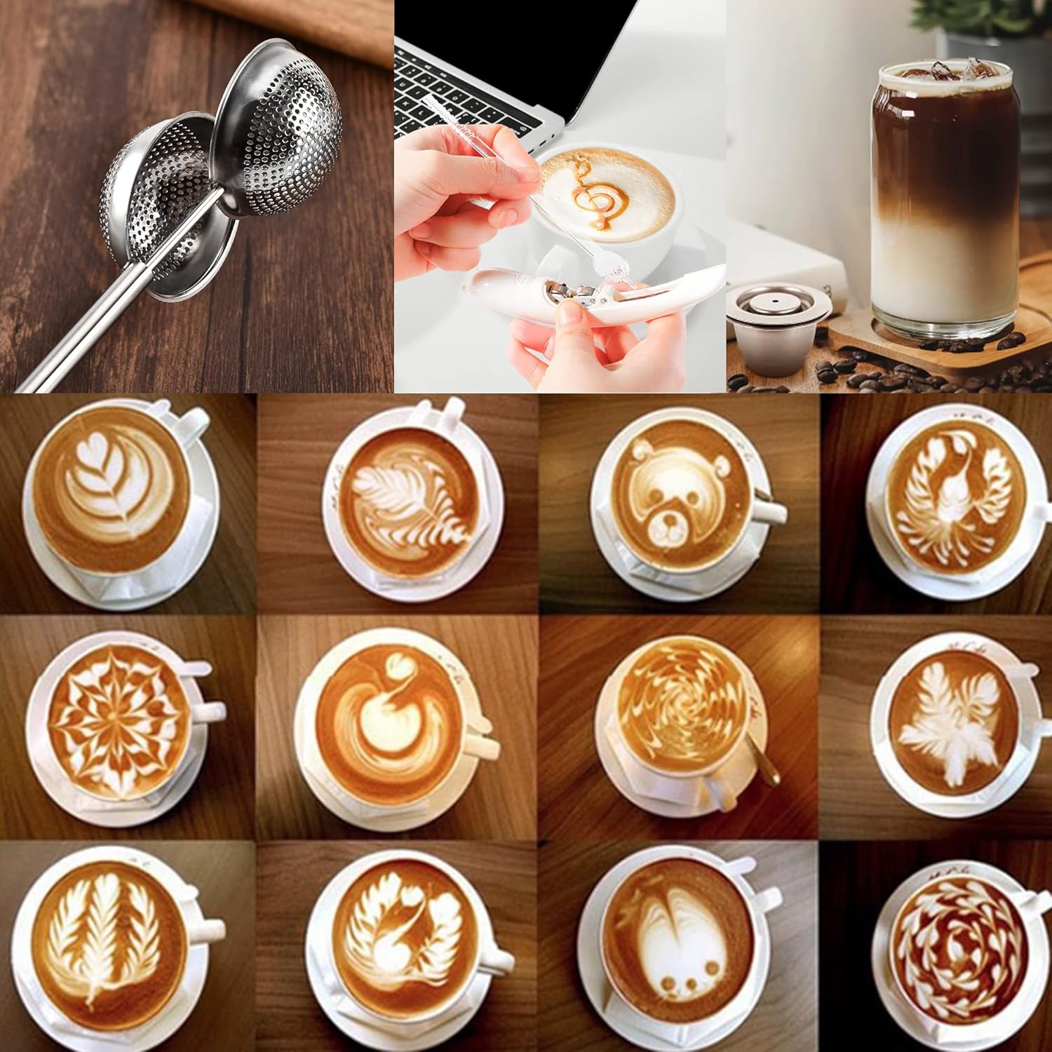 Juego de regalo de barista, cápsulas de espresso reutilizables, espumador de leche, utensilios de cocina, accesorios de barra de café, infusores de