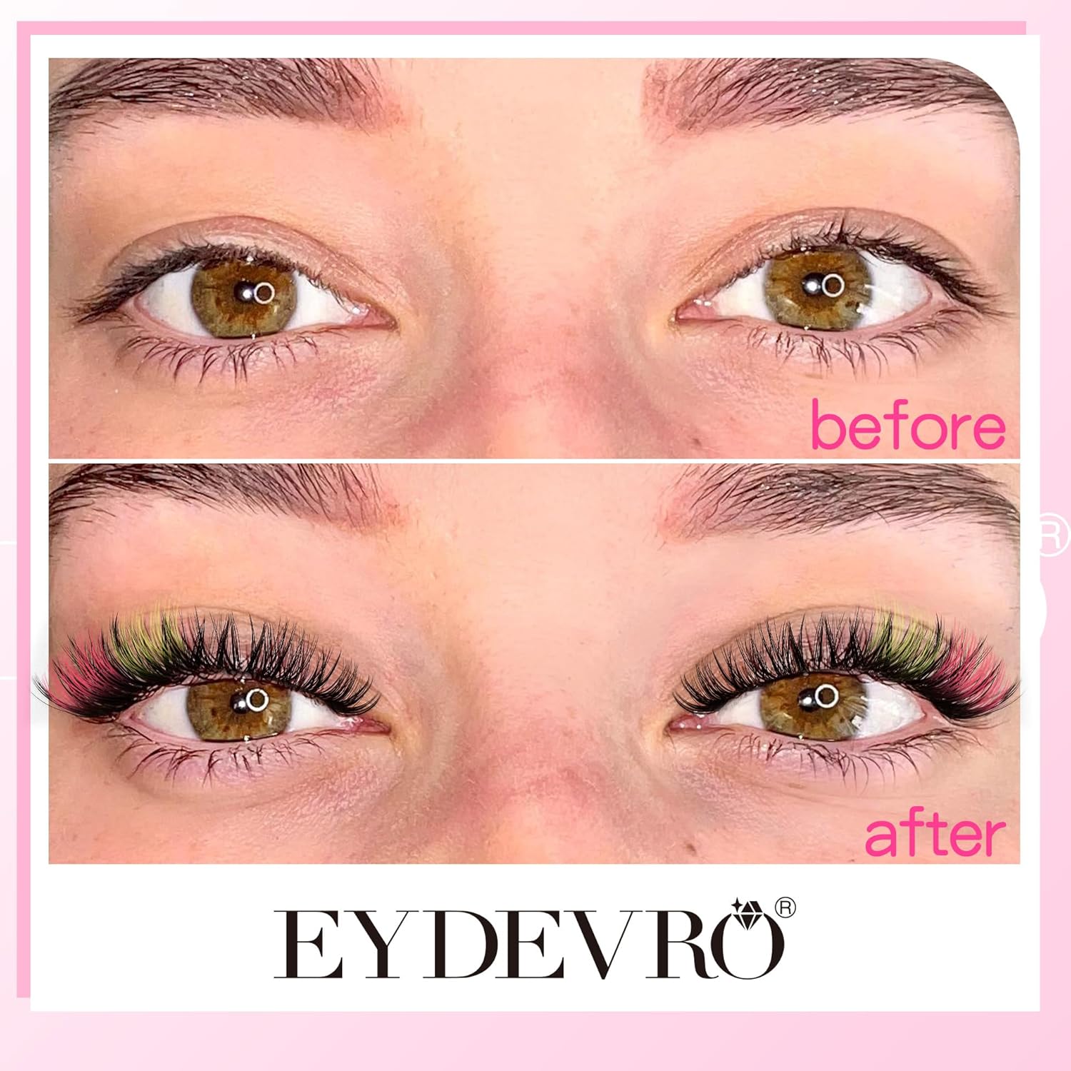 Kit de extensiones de pestañas de colores, racimos de pestañas de colores, 6 colores, arco iris, pestañas individuales con unión, sello y aplicador