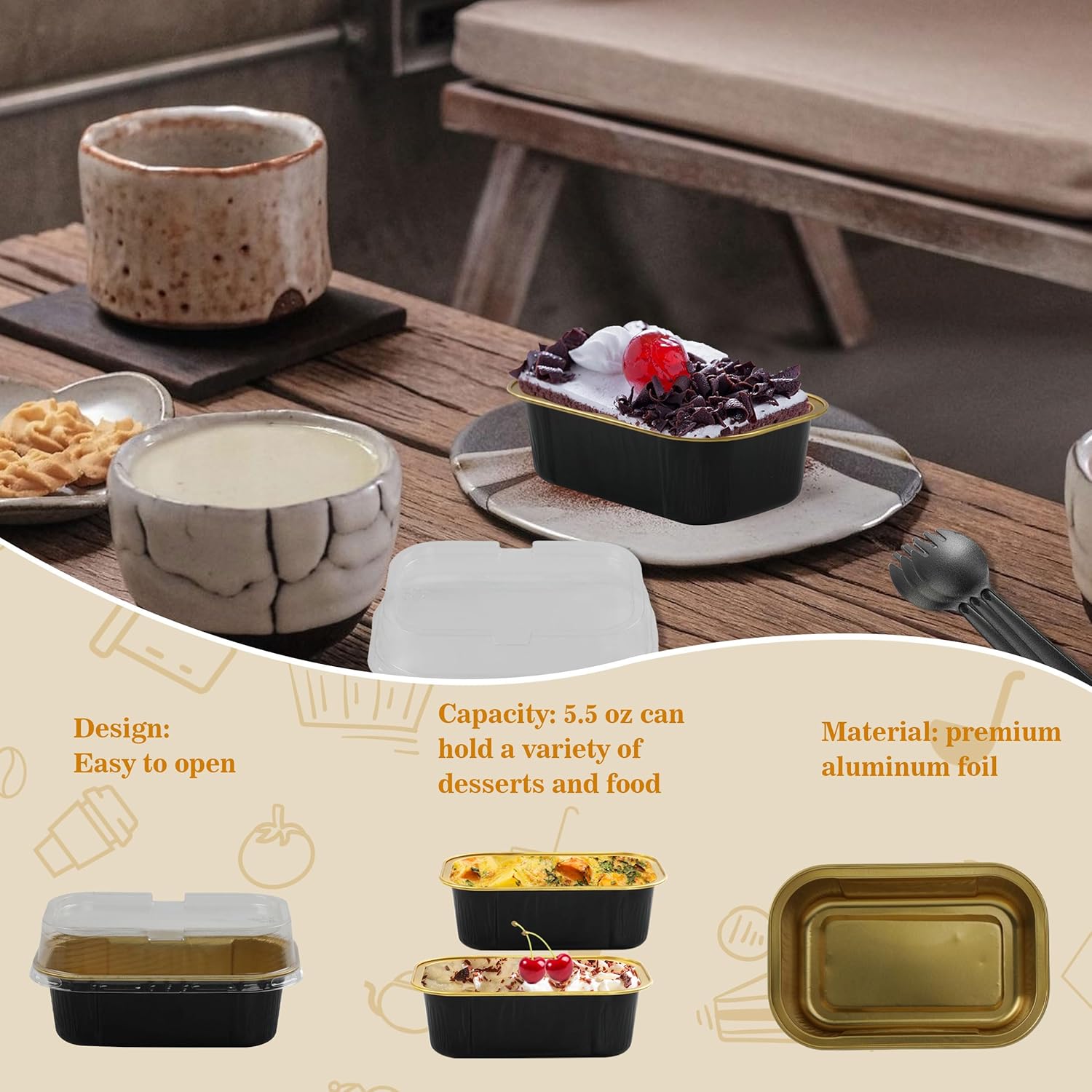 BAKINGPAK Tazas para hornear con tapas, 30 moldes para pasteles de 5.5 onzas, mini moldes para pasteles con tapas, moldes para magdalenas con tapas,