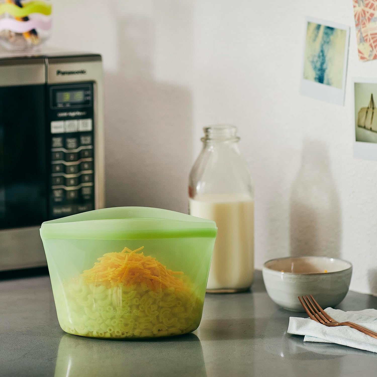 Stasher Bolsa de almacenamiento de silicona reutilizable, contenedor de almacenamiento de alimentos, apto para microondas y lavavajillas, sin fugas,