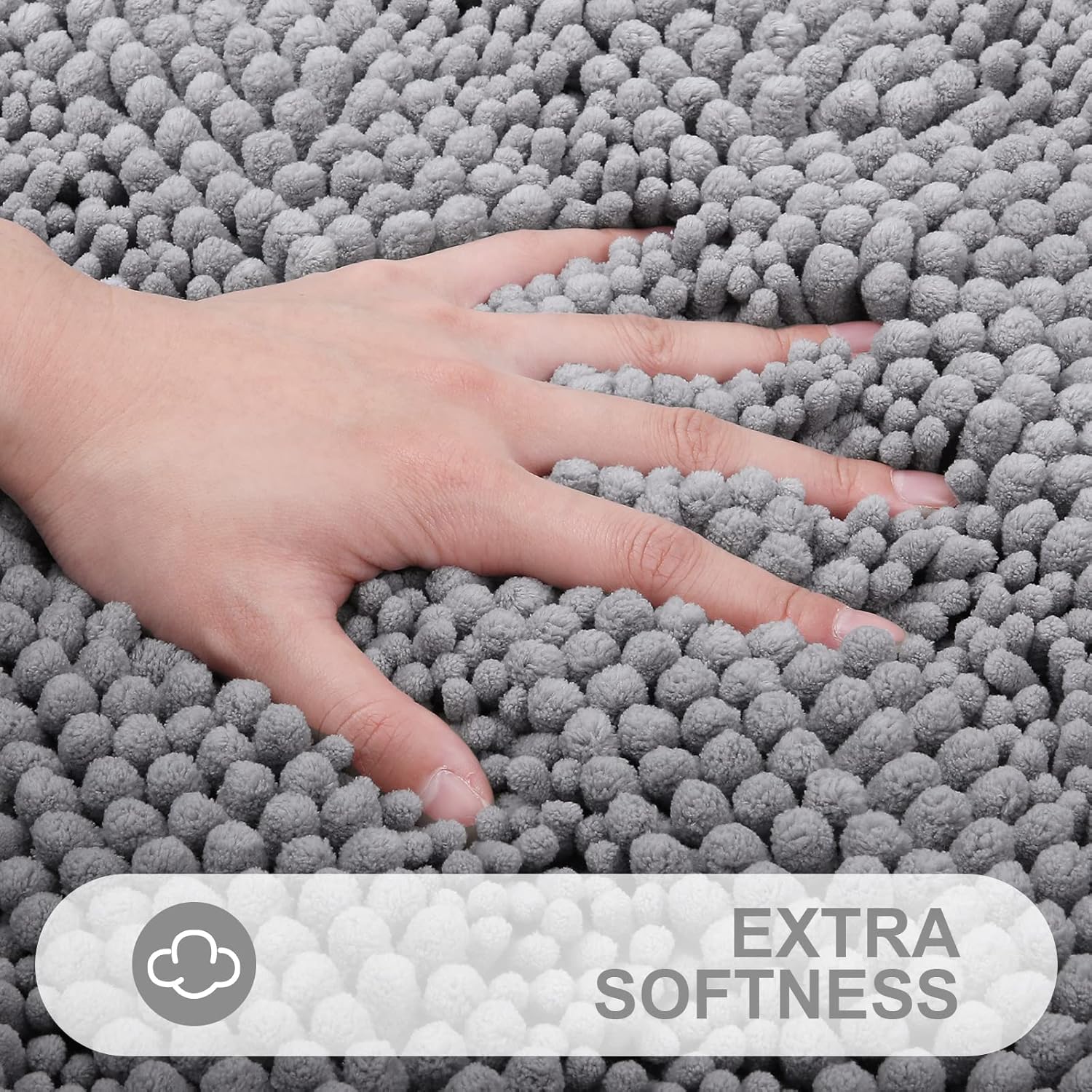Grandaily Alfombras de baño de felpilla a rayas y alfombras para inodoro en forma de U, tamaño de alfombra de baño 24 x 16 pulgadas y alfombras de