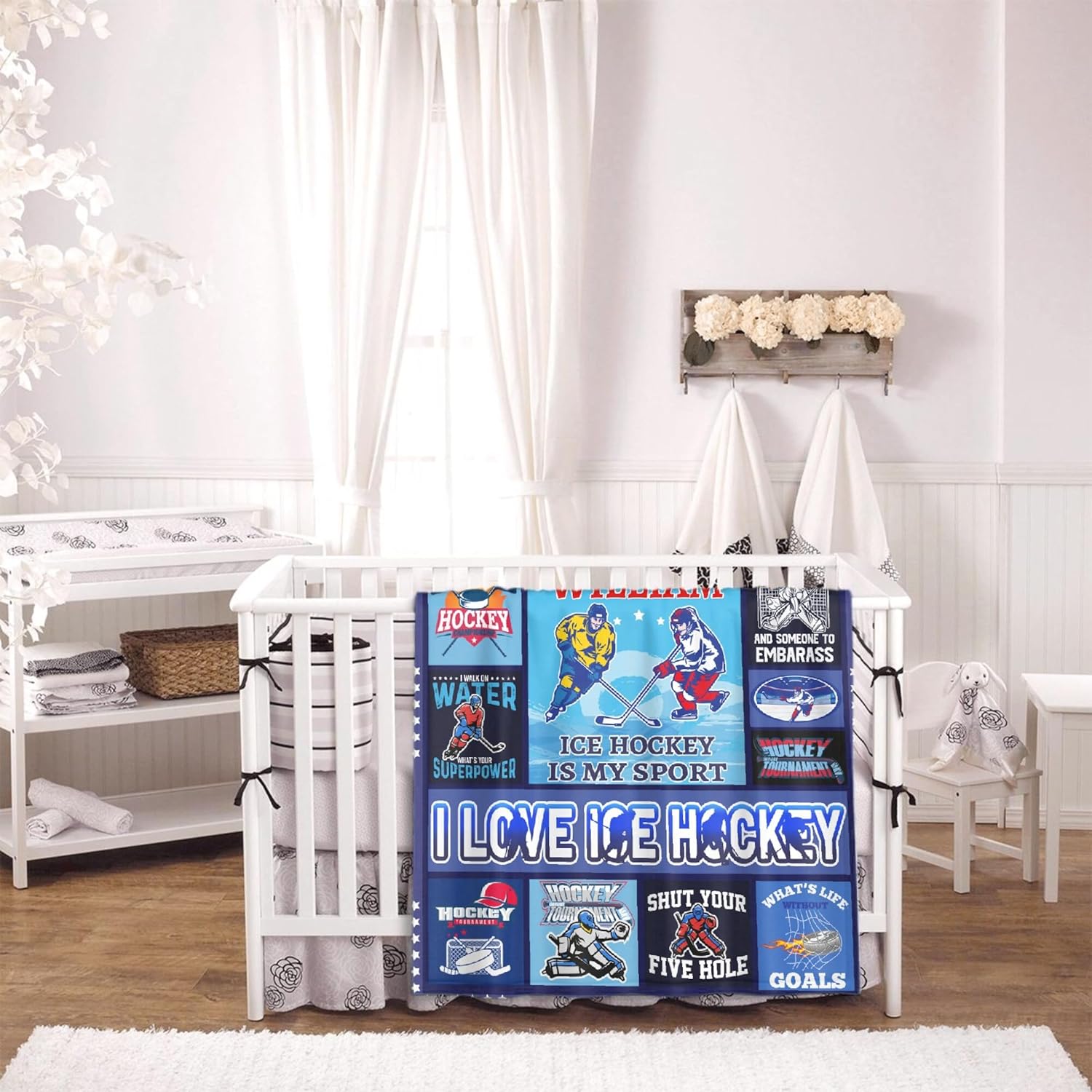 COW BLANKET Regalos personalizados de hockey sobre hielo para adolescentes, niños y niñas, mantas personalizadas de franela de alta calidad, regalos
