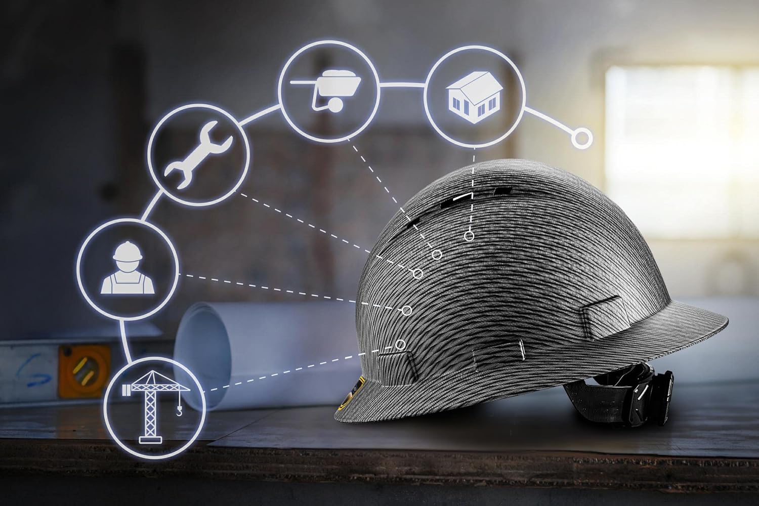 ProtectX – Casco duro de ala completa, Cascos De Construcción para mayor seguridad, suspensión de trinquete ajustable de 6 puntos, cumple con