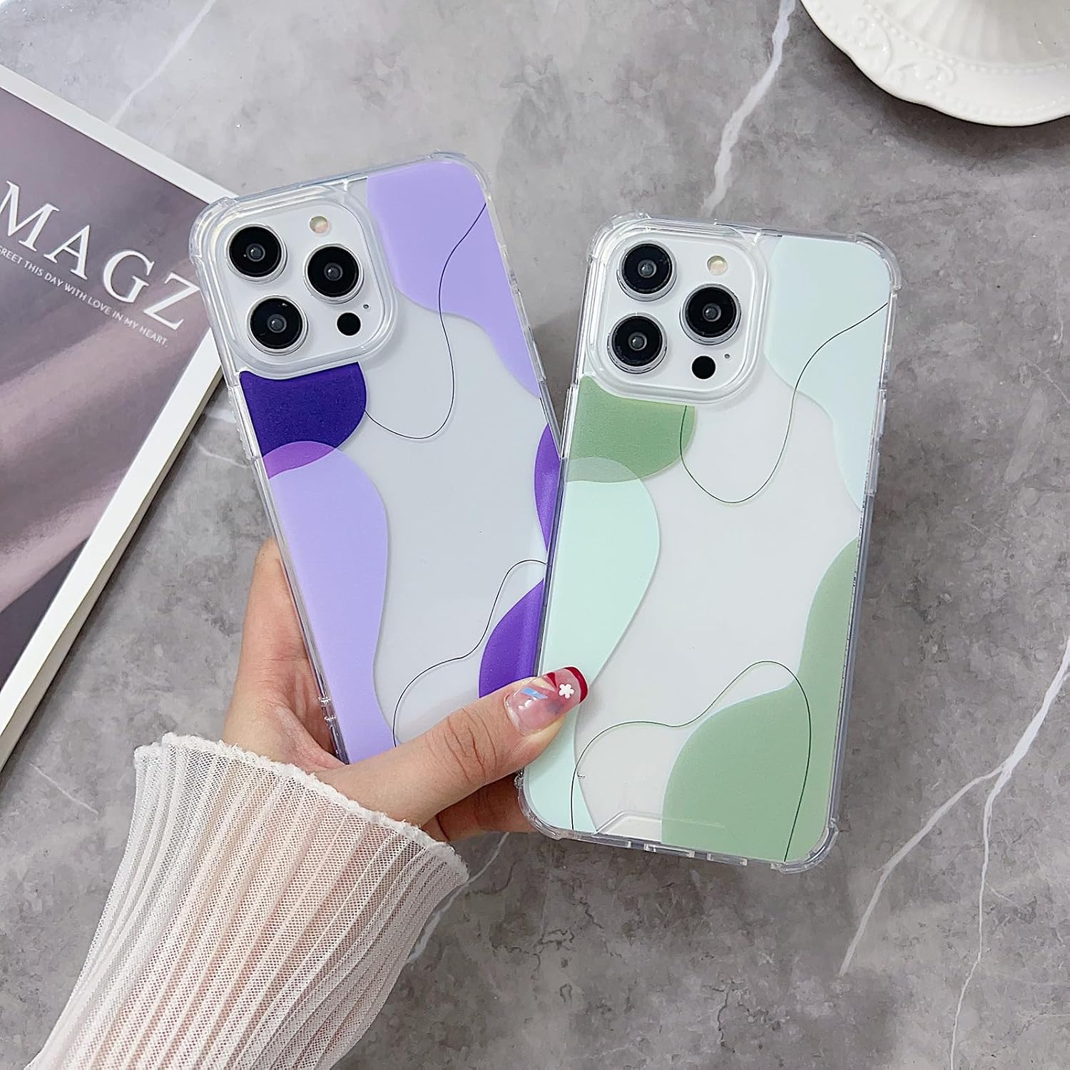 Funda compatible con iPhone 1314, bonita funda con patrón de corazón pintado simple para mujeres y niñas, funda de TPU suave + protección de