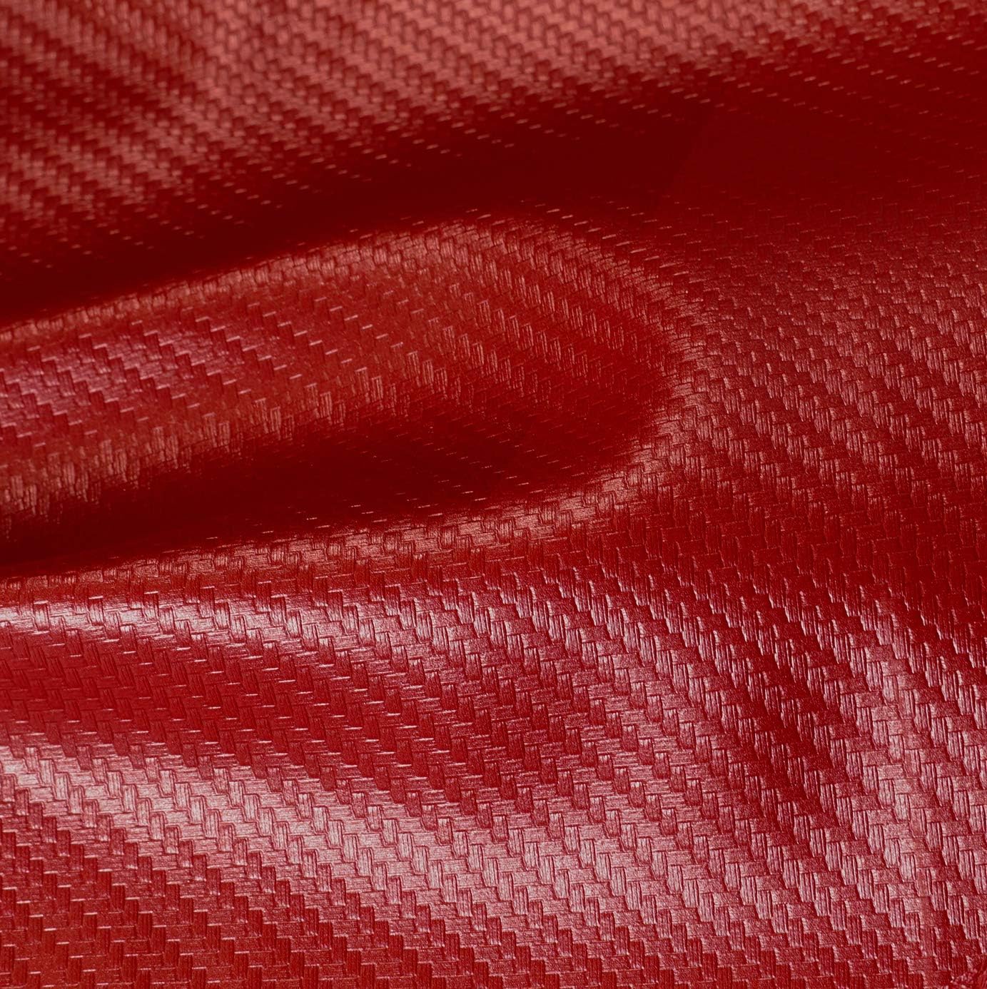 VViViD Tela de vinilo marina con acabado de piel sintética resistente a la intemperie de fibra de carbono roja (1.5 pies x 54 pulgadas)