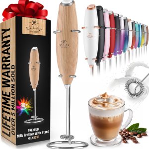 Zulay Milk Boss Espumador de leche potente manual, hace espuma para latte, batidor para mezclar bebidas, café, miniespumador para capuchino, frappé, Zulay Milk Boss Espumador de leche potente manual, hace espuma para latte, batidor para mezclar bebidas, café, miniespumador para capuchino, frappé,