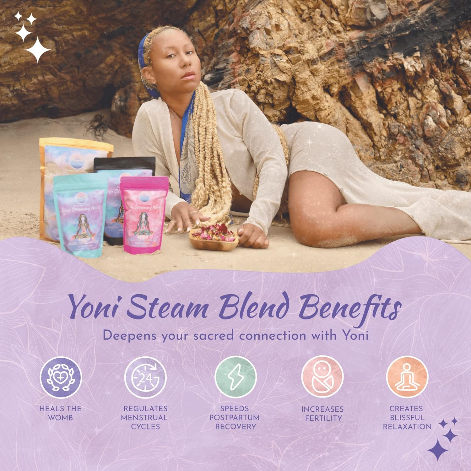 V Steam Herbs – Vapor vaginal 100% natural, 10 hierbas Yoni mezcla de diosa zen con bolsas de filtro  Calma. Rejuvenece. Cura (4-8 vapores)