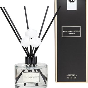 CULTURE & NATURE Difusor de varillas de 6.7 oz (6.8 fl oz), juego de difusor de varillas aromáticas de rosa blanca CULTURE & NATURE Difusor de varillas de 6.7 oz (6.8 fl oz), juego de difusor de varillas aromáticas de rosa blanca