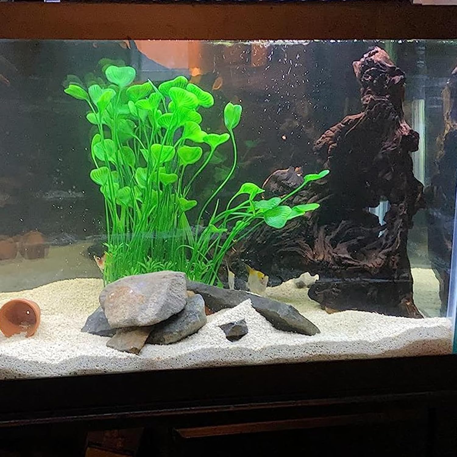 Ismeally 2 plantas grandes de acuario de agua dulce de 16 pulgadas de plástico artificial, plantas de decoración para peceras (verde)