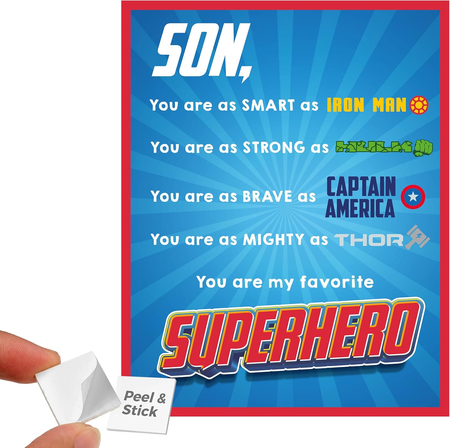 Circa Print Son – You Are My Favorite Superhero – Impresión inspiradora para pared, 8 x 10 pulgadas, decoración de pared para fanáticos de Marvels,