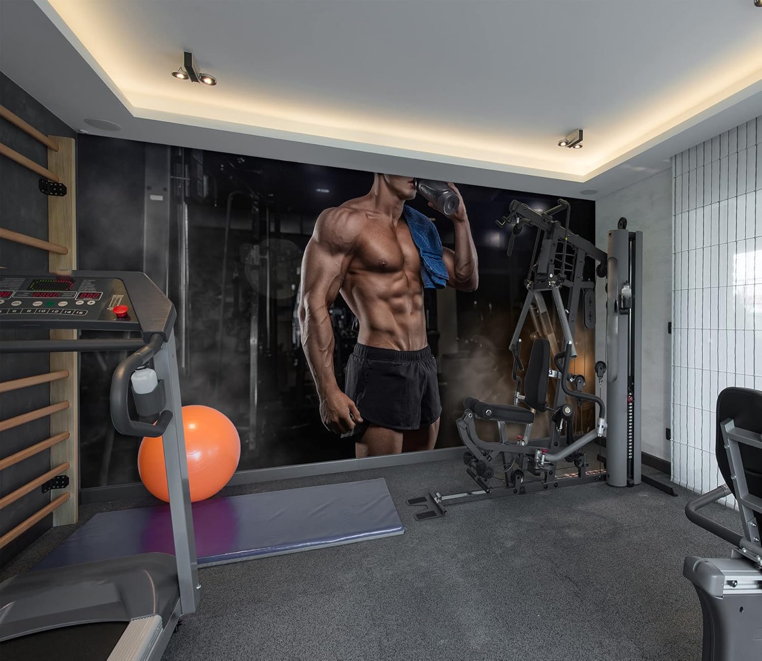 3D Gym Man A1998 Wall Paper Print Decal Deco Wall Mural Self-Adhesive Wallpaper AJ US Amy 2023 July (Vinyl (No Glue & Removable),