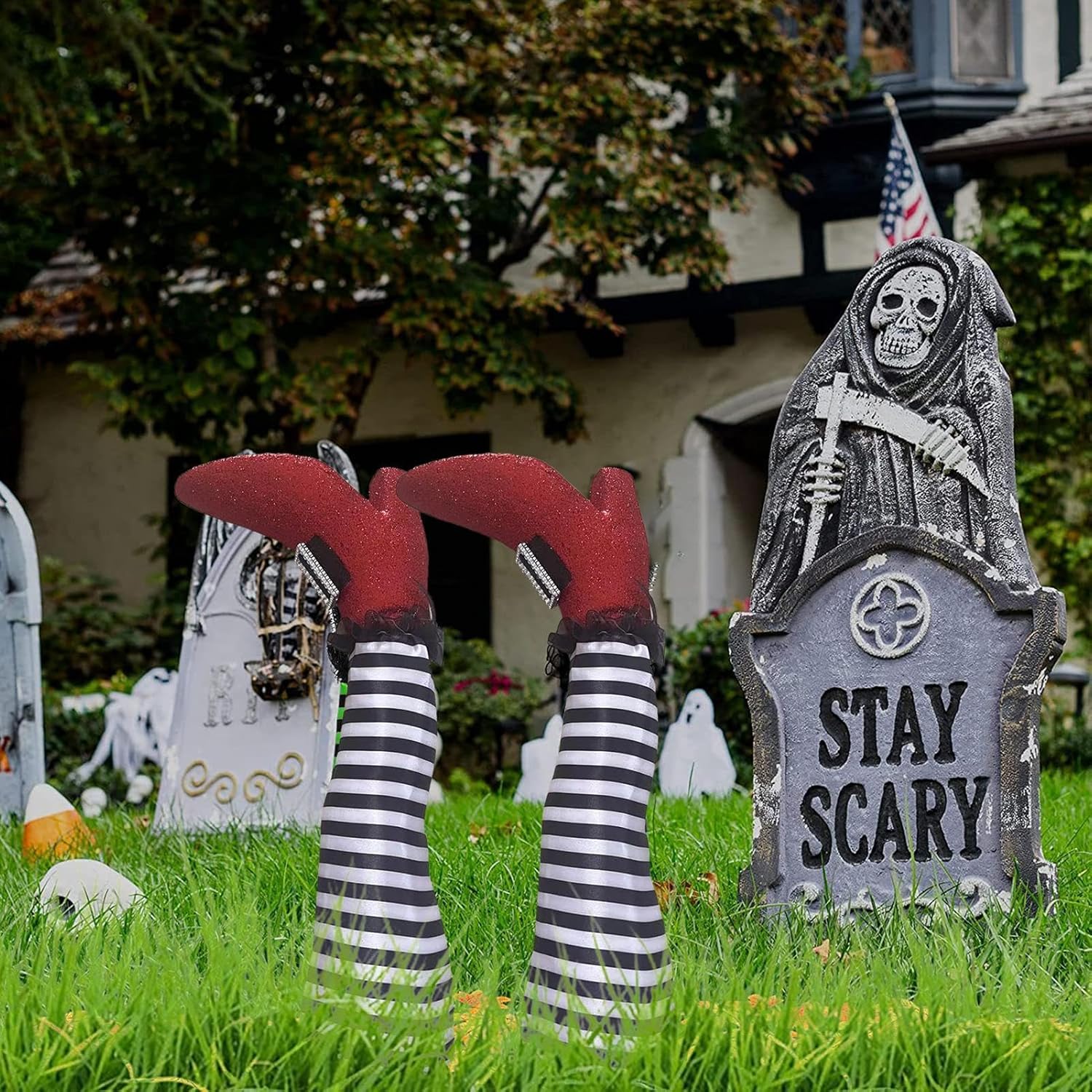 1 par de patas de bruja de Halloween de 18 pulgadas al revés para patas de bruja malvada  Estacas de patas y pies de brujas, estacas de Halloween,