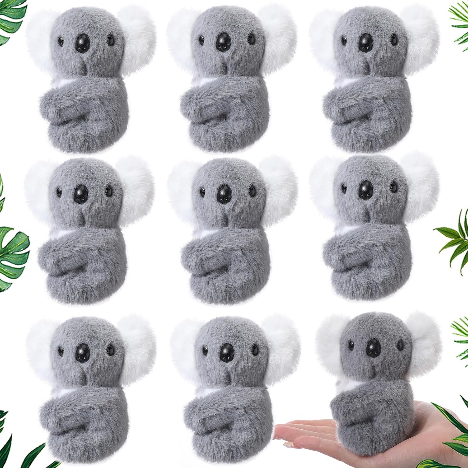 Poen 9 piezas de animales de peluche de koala de peluche, lindos animales de peluche pequeños, mini juguete de koala con cadena de perlas, koala