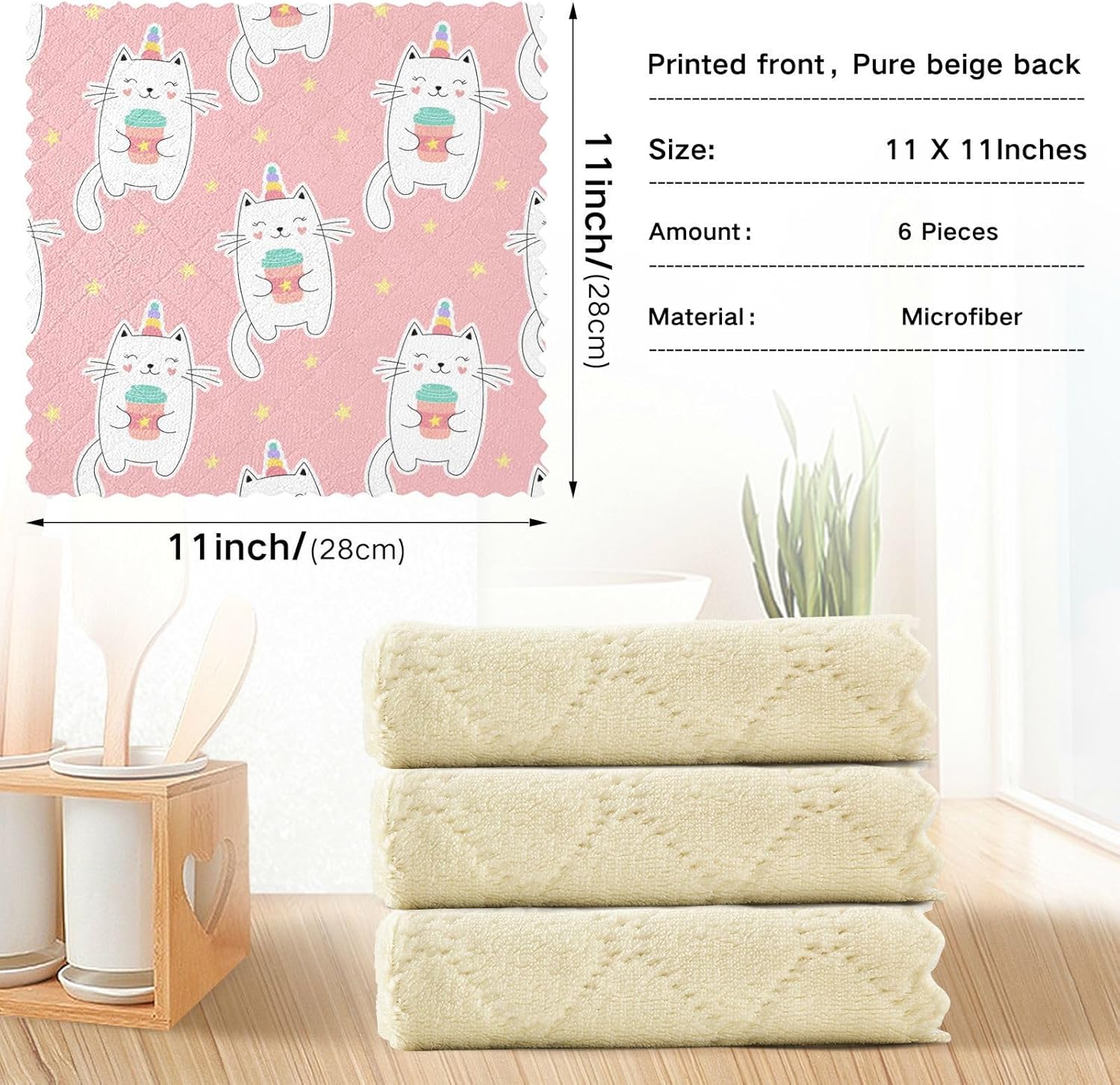 Sweet Pink Soft Decor Microfiber Dish Towels Absorbent 6 Pack Microfiber Absorbant Towel for Countertop Sink