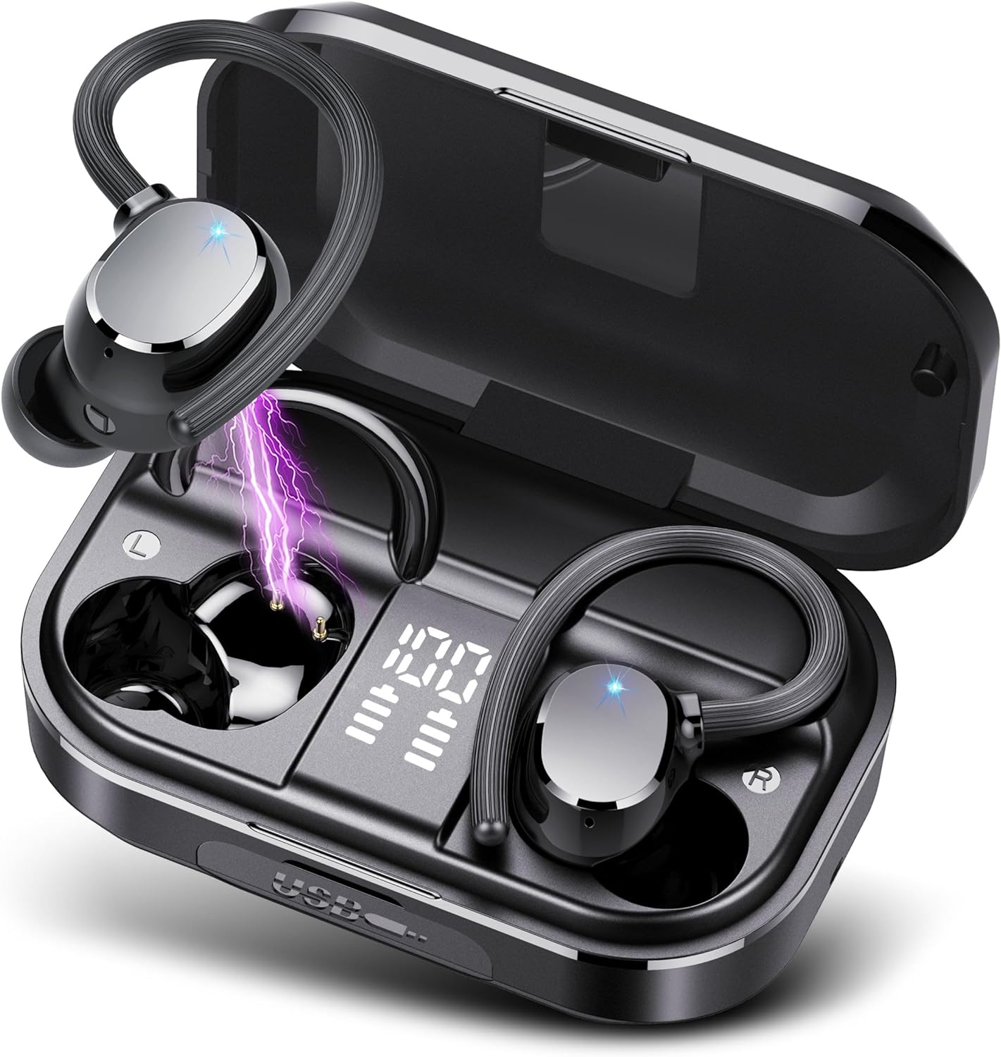 Auriculares inalámbricos Bluetooth 120 horas de tiempo de reproducción, auriculares inalámbricos estéreo de alta fidelidad con micrófono HD, graves