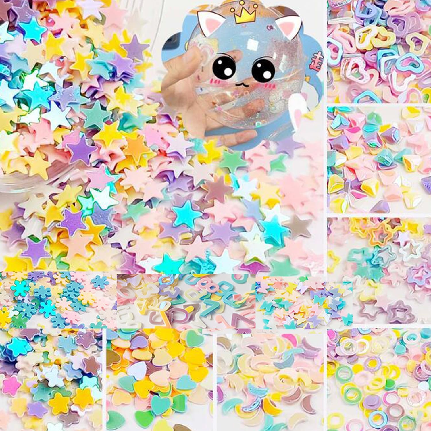 Art Craft – Brillantina con forma de estrellas de cinco puntas de 0.118 pulgadas, lentejuelas de confeti para manualidades, arte de uñas, obras de