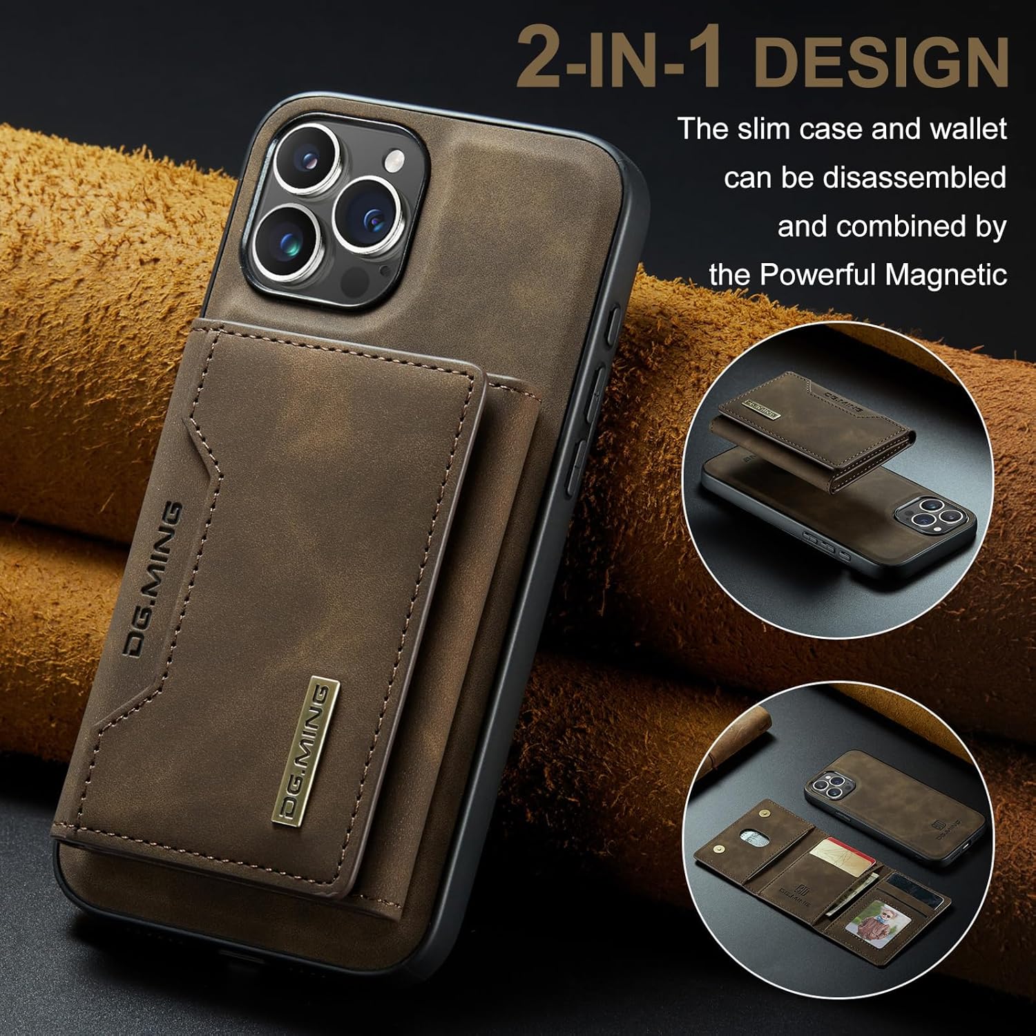 SZHAIYU Fundas de cuero tipo cartera para teléfono compatibles con iPhone 15 Pro Max con tarjetero para hombres de 6.7 pulgadas, cubierta trasera