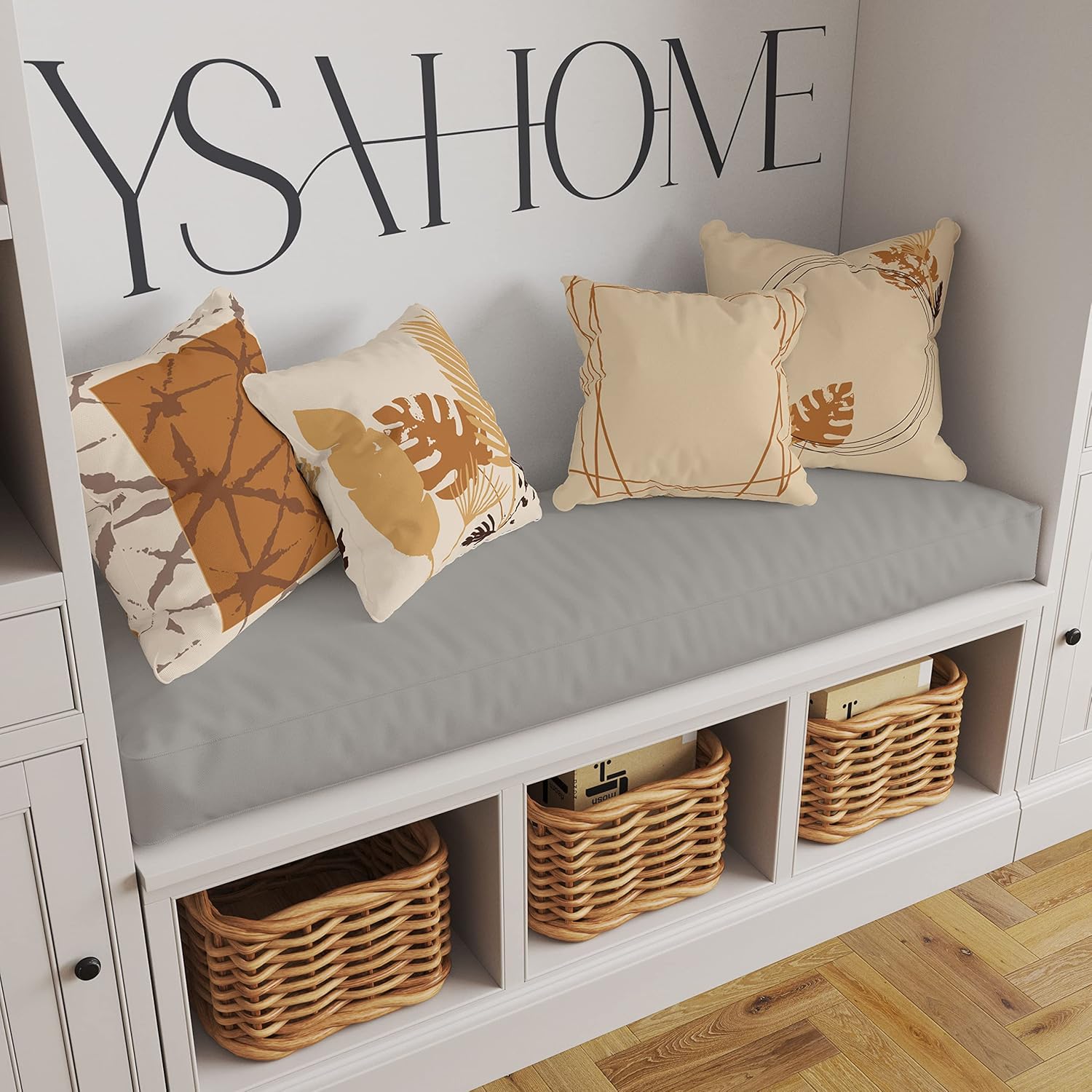 Ysahome Funda de almohada con estampado digital de hojas tropicales, funda de cojín con patrones geométricos, funda de almohada exótica de hoja de