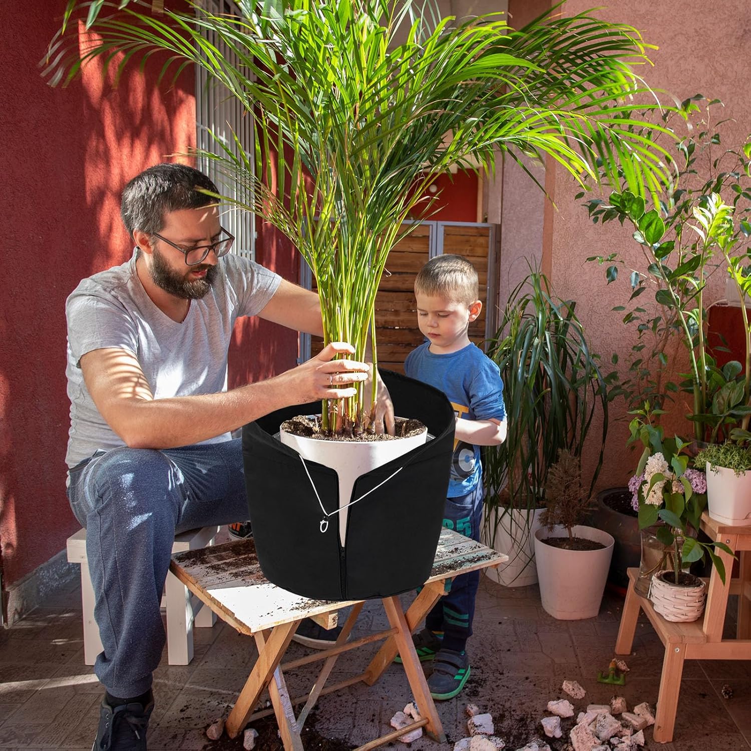 1 maceta de protección de invierno para plantas, cubierta de protección contra heladas de plantas de invierno, bolsa de protección de maceta de 16.9