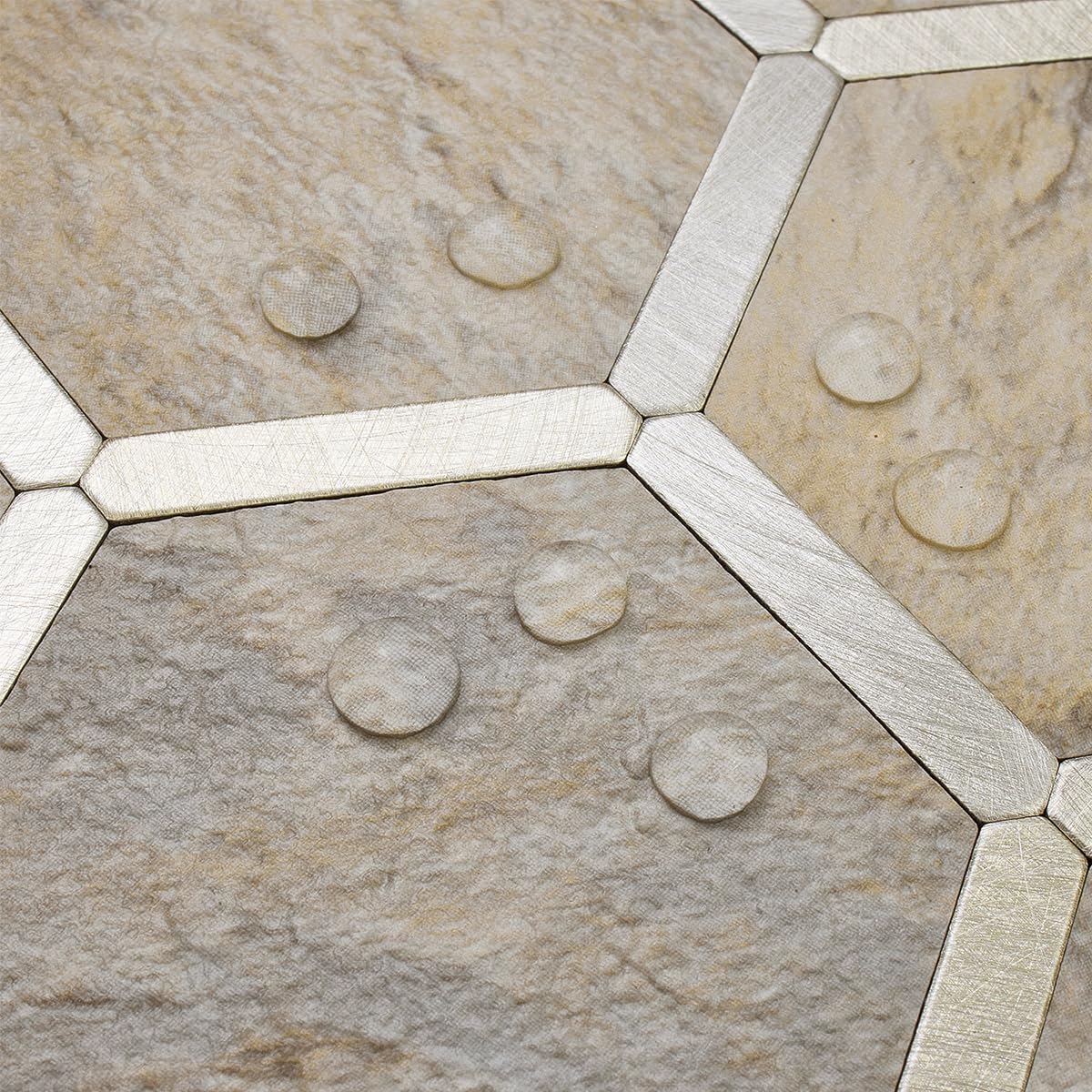 DICOFUN Azulejos hexagonales para salpicaduras, aspecto de piedra arenisca con azulejos de pared dorados claros para cocina, 1 unidad