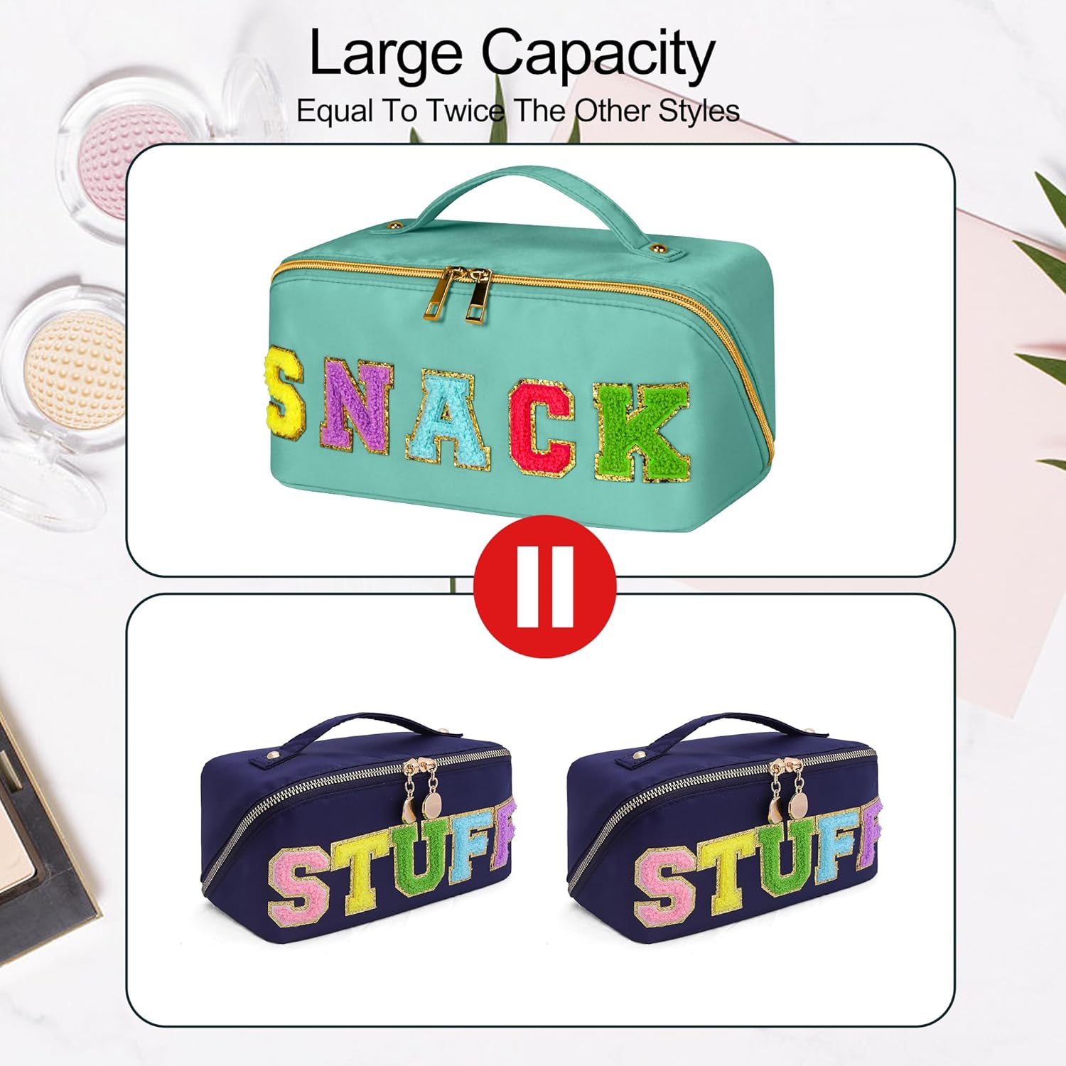 LONEDREAM Bolsa de cosméticos de viaje de gran capacidad, bolsa de maquillaje, bolsa de cosméticos grande de nailon portátil, bolsa de maquillaje de