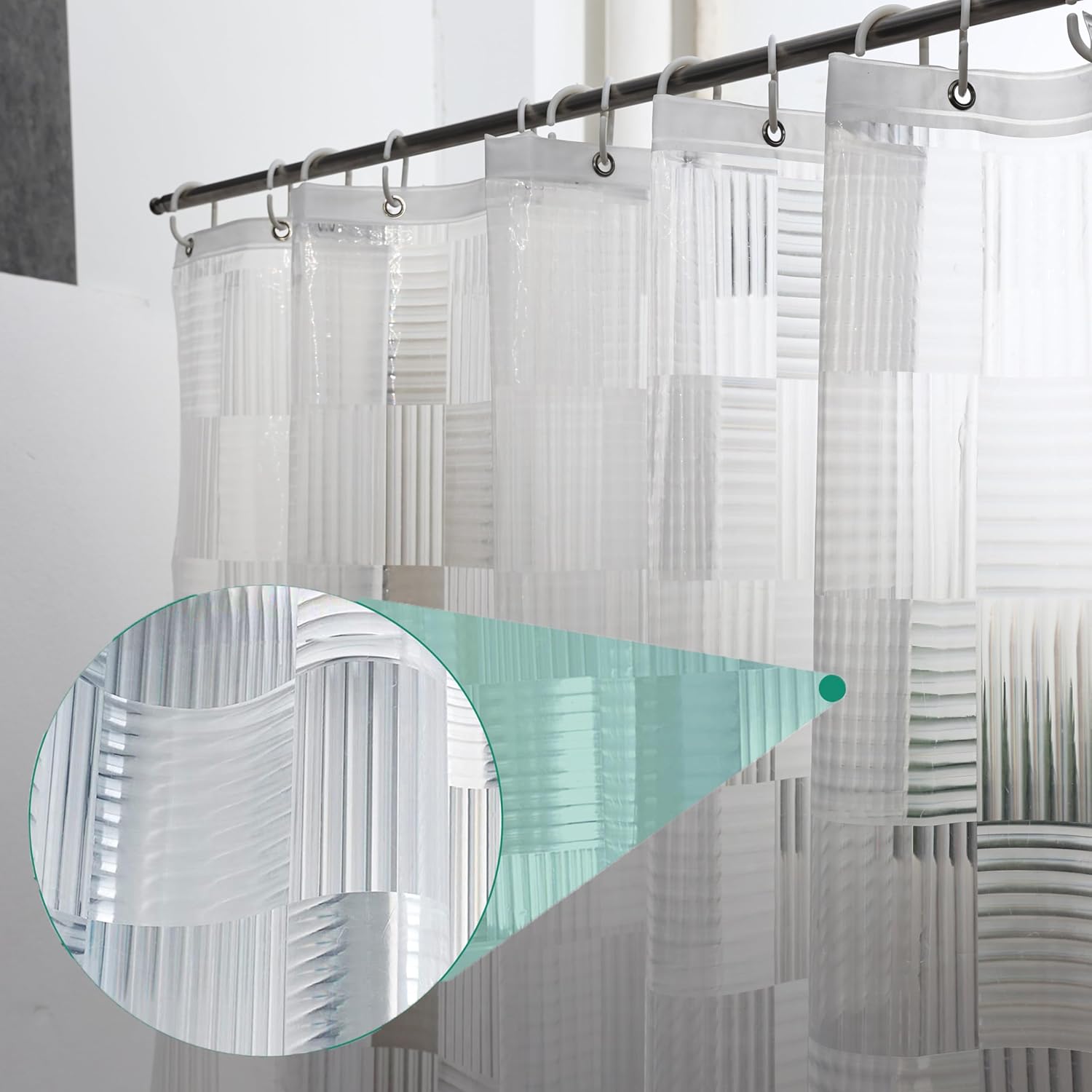 Tonnali Cortina de ducha de 72 x 72 pulgadas, forro de plástico transparente resistente de vinilo EVA, cortina de ducha para baño con 3 imanes