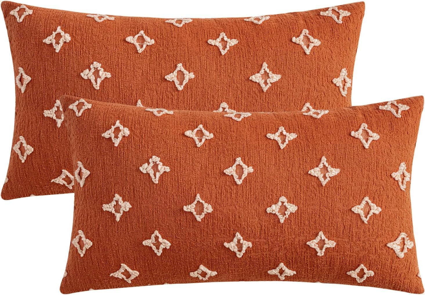 MIULEE – Juego de 2 fundas de almohada decorativas para funda de cojín de jacquard de rombos, funda de cuadros suaves para sofá, cama, dormitorio y