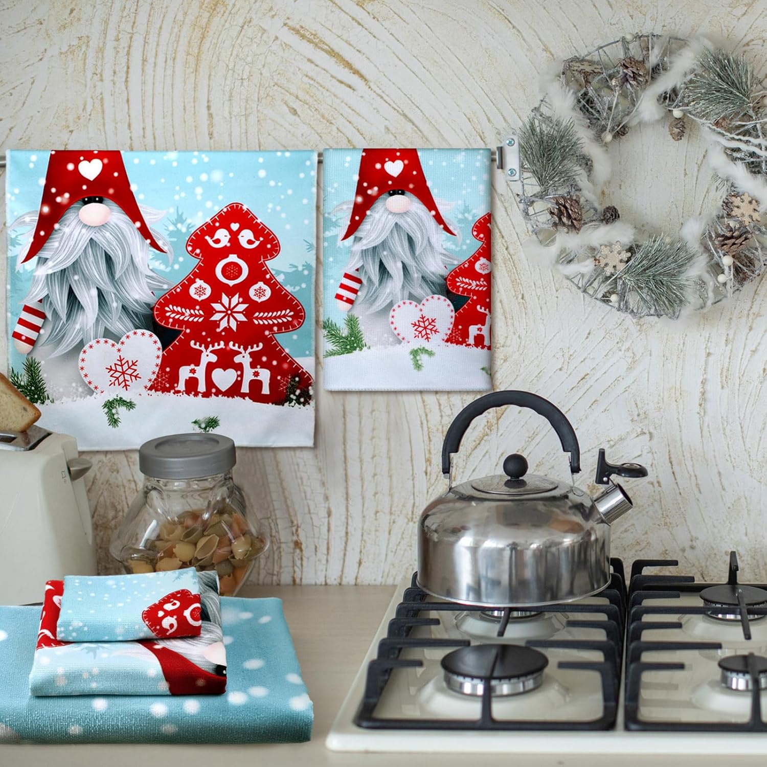 Juego de 3 toallas de baño de gnomo de Navidad, toallas de mano para árbol de Navidad, toallas de baño de copos de nieve, toallas de baño suaves y