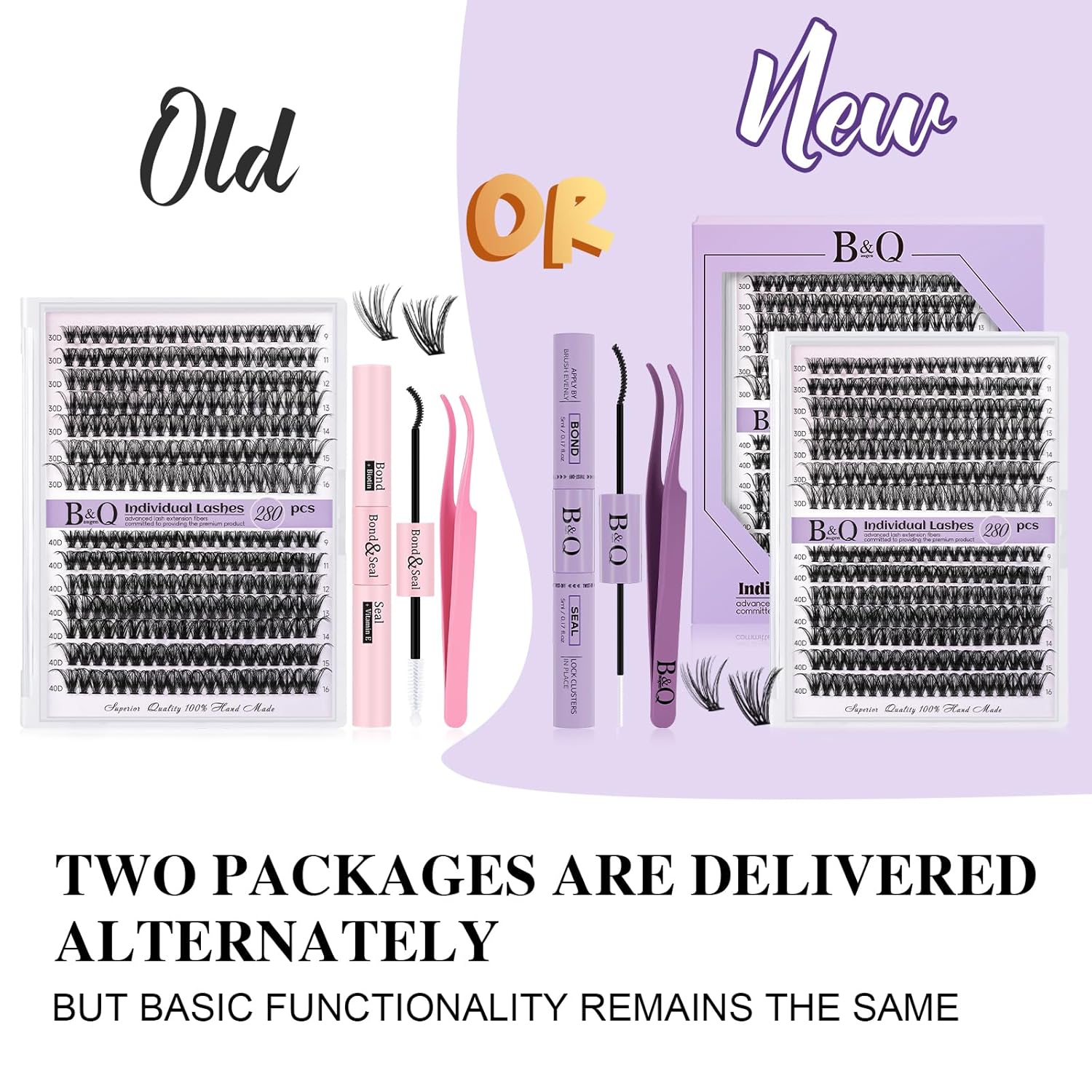 Kit de extensión de pestañas para bricolaje, 280 unidades, individuales, racimo B&Q D, kit de extensión de pestañas con enlace de pestañas, sello y