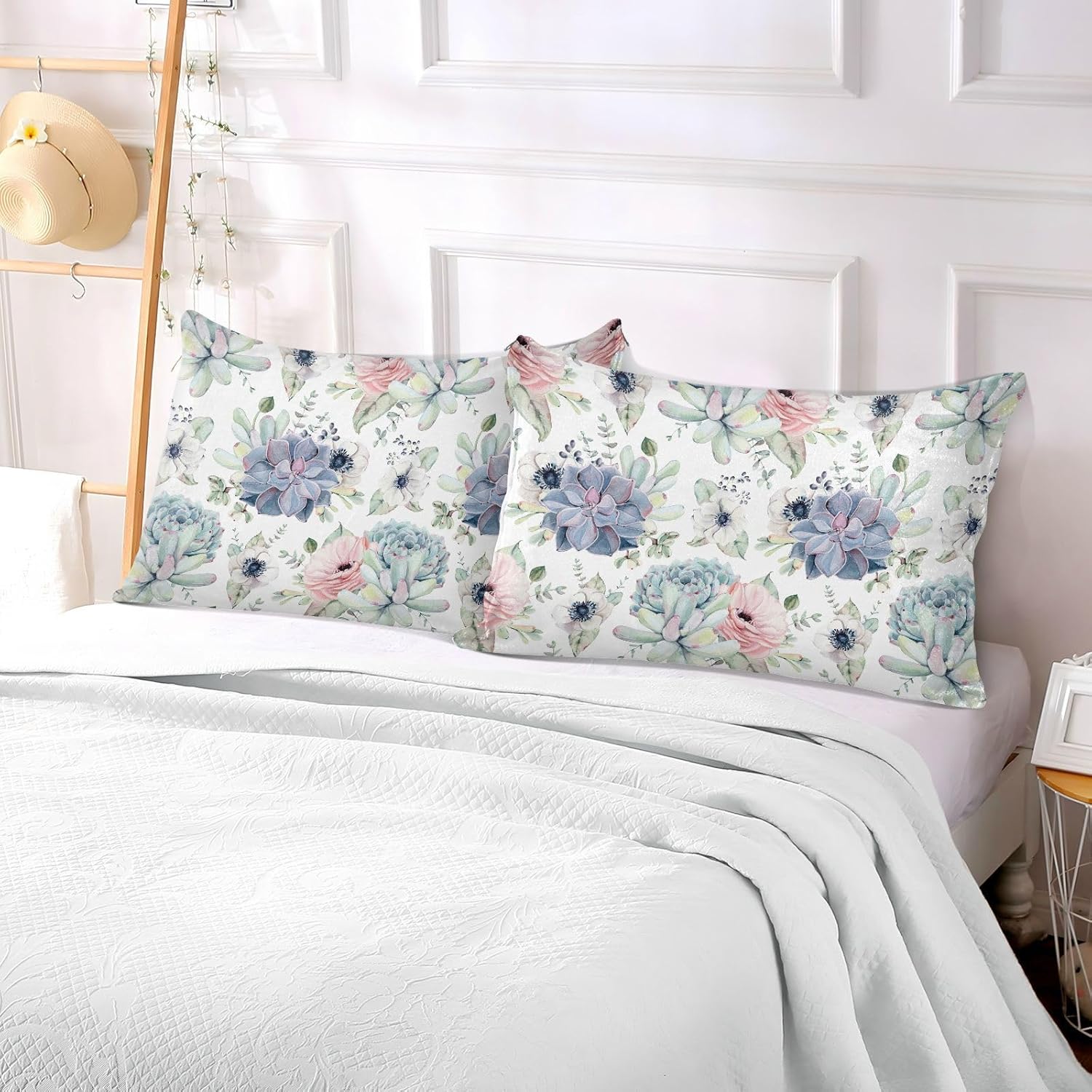Funda de almohada corporal de rosas suculentas, súper suave, funda de almohada de terciopelo con cremallera para dormitorio, sofá, hogar, sofá,